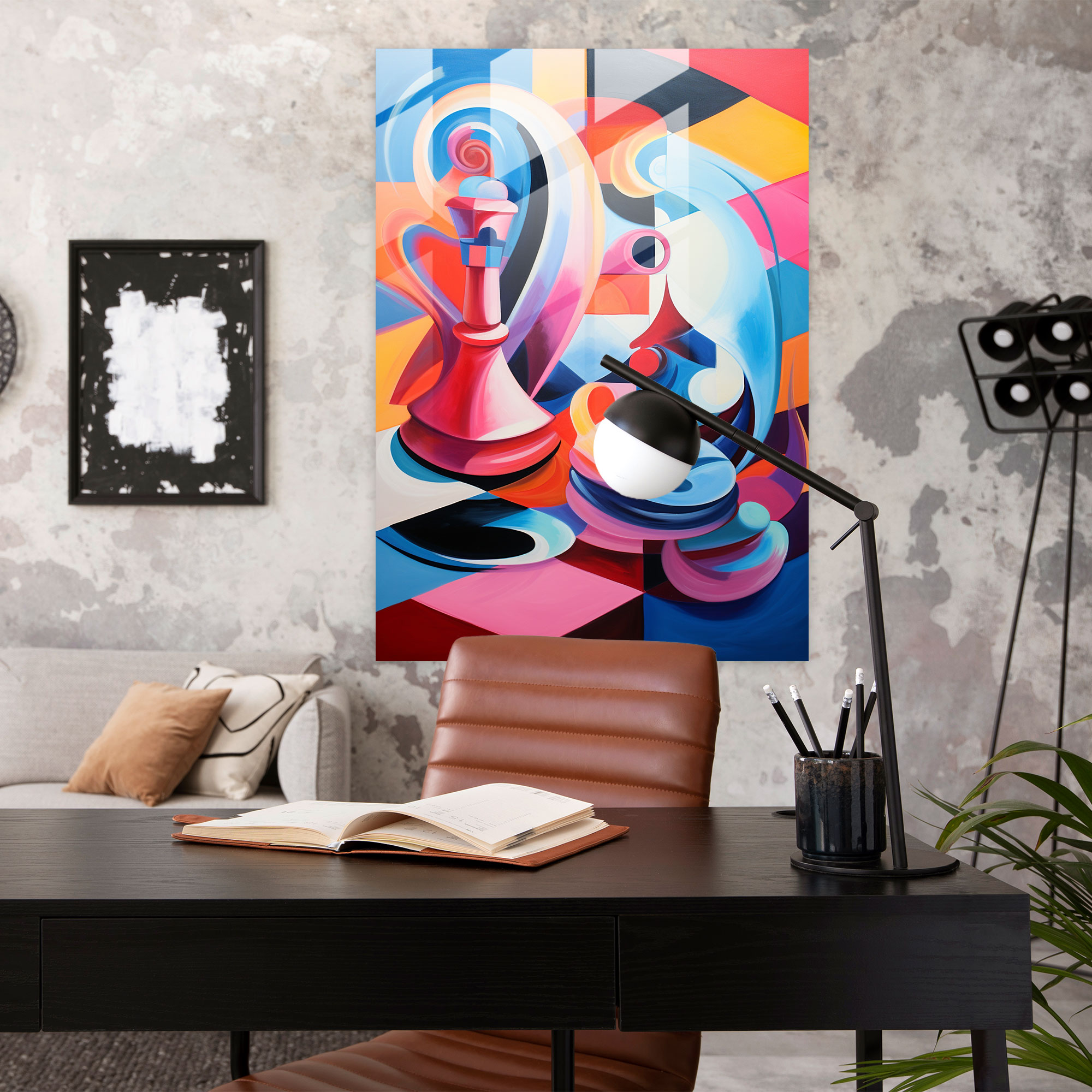 Chess Glass Print - Chess, Chess, Dynamic Patterns, Modern Art