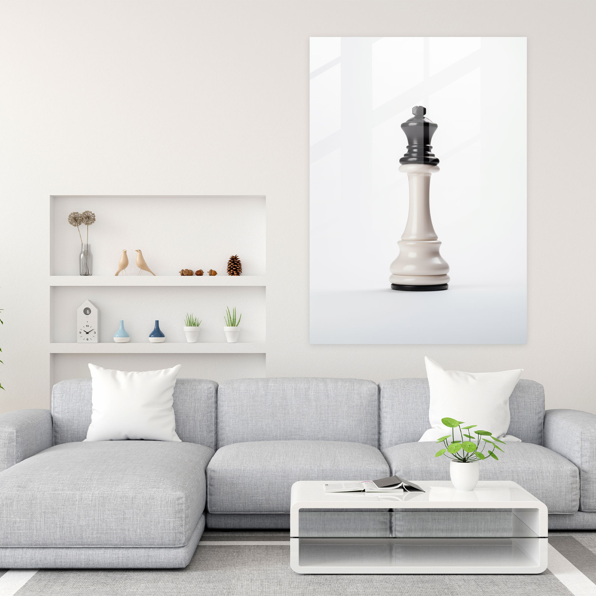 Satranç Cam Duvar Sanatı - Minimalist Duvar Dekorasyonu Şık Tasarım
