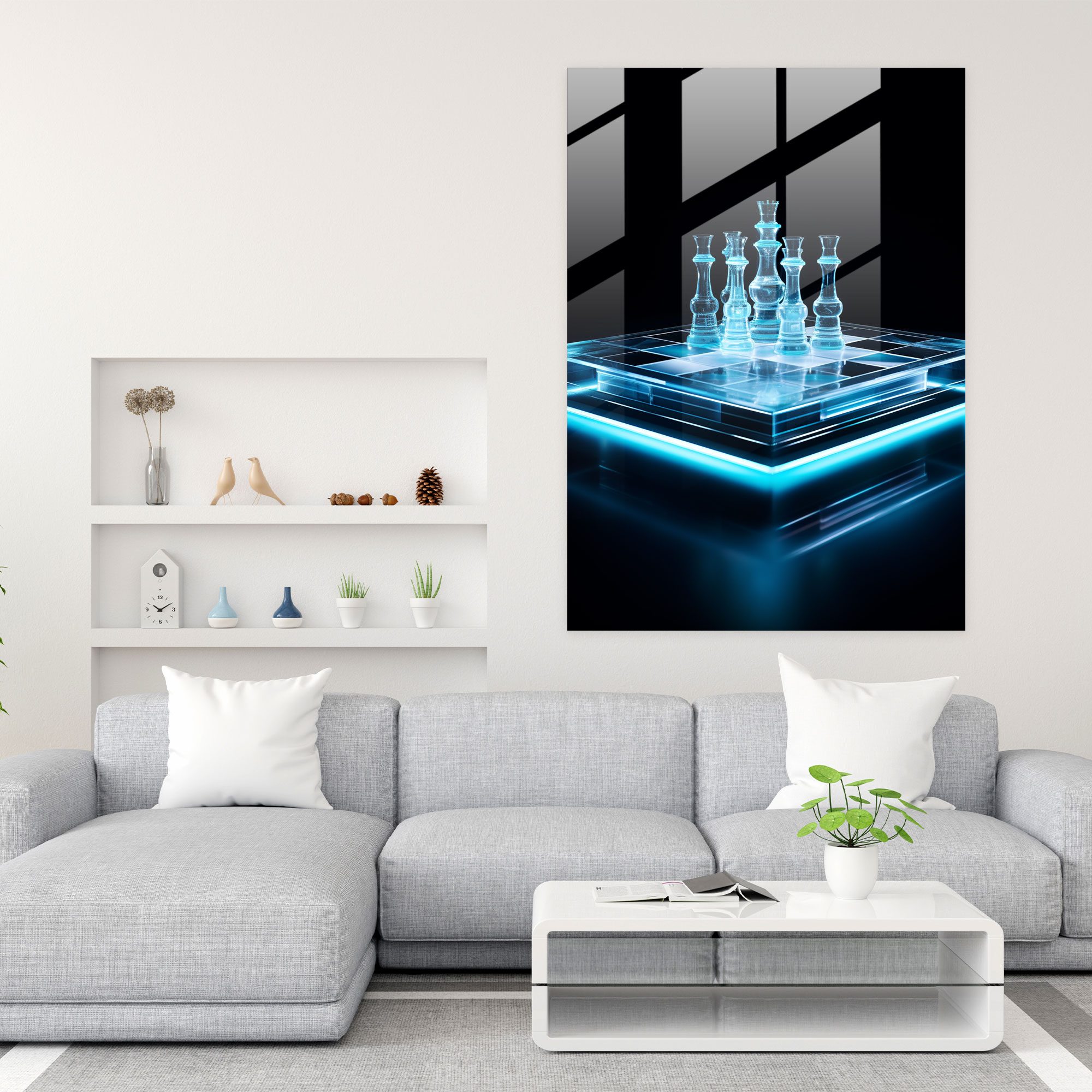 Modern Sanat Tasarımı Satranç Cam Tablo - Ev Dekorasyonu Duvar Sanatı