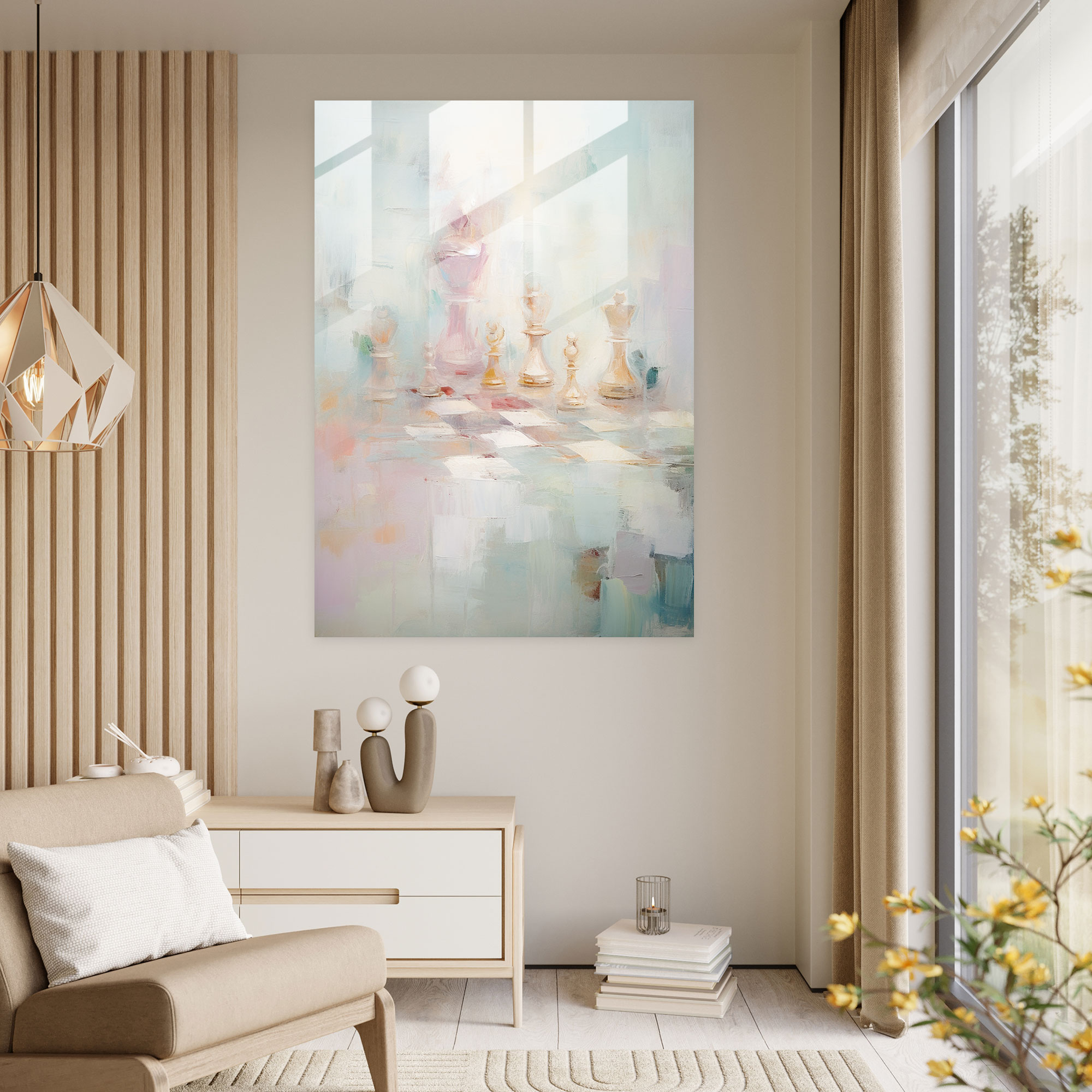 Satranç Cam Baskı Dekorasyonu - Modern Sanat Huzur ve Zeka