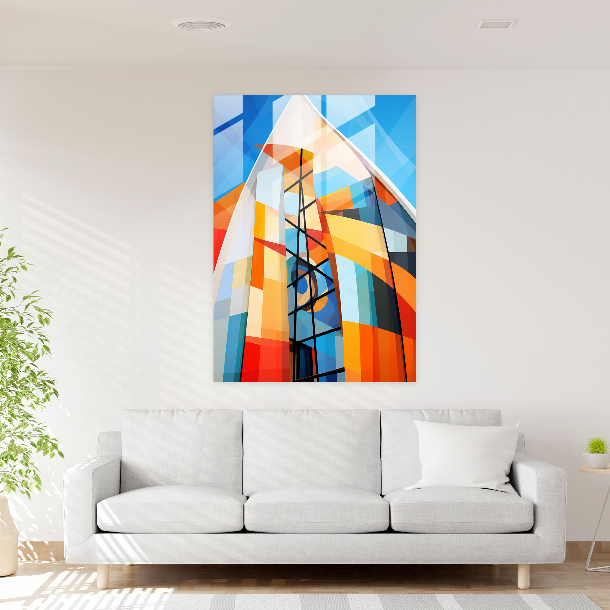 Abstract Church Facade Glass Wall Art - Church, Wall Decoration, Abstract Art, Church