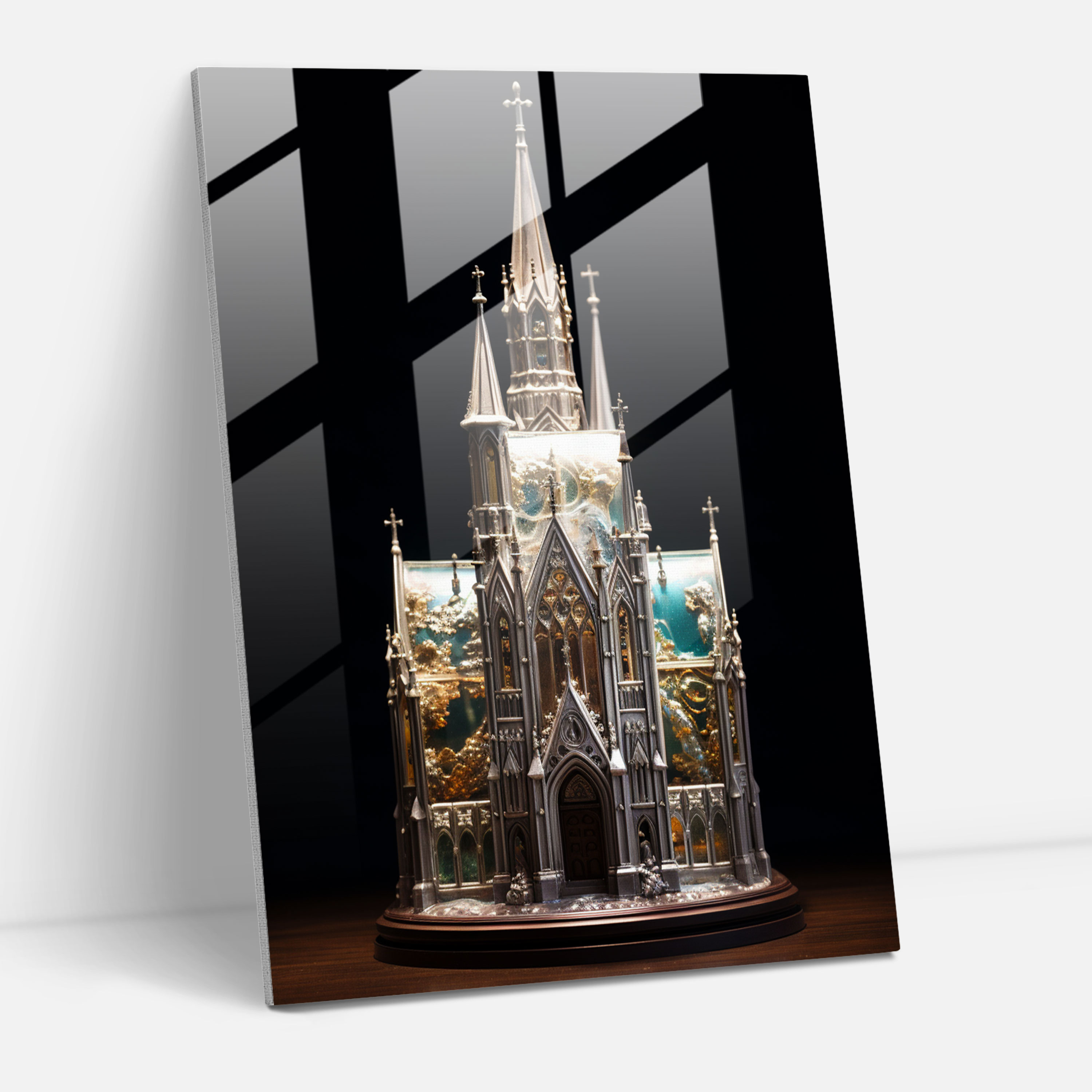Miniature Church Glass Art Sculpture - Church, Home Decoration, Glass Art, Sculpture