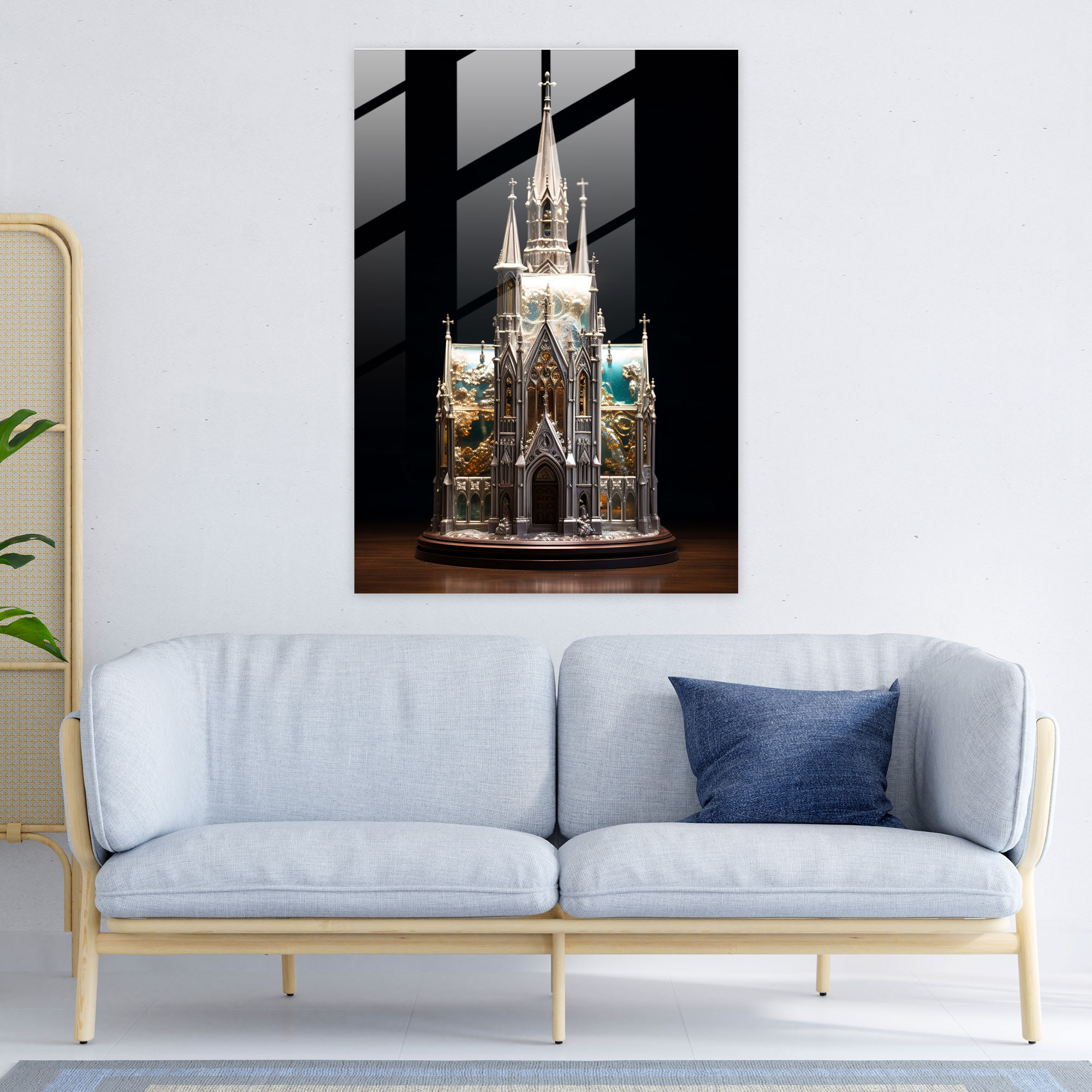 Miniature Church Glass Art Sculpture - Church, Home Decoration, Glass Art, Sculpture