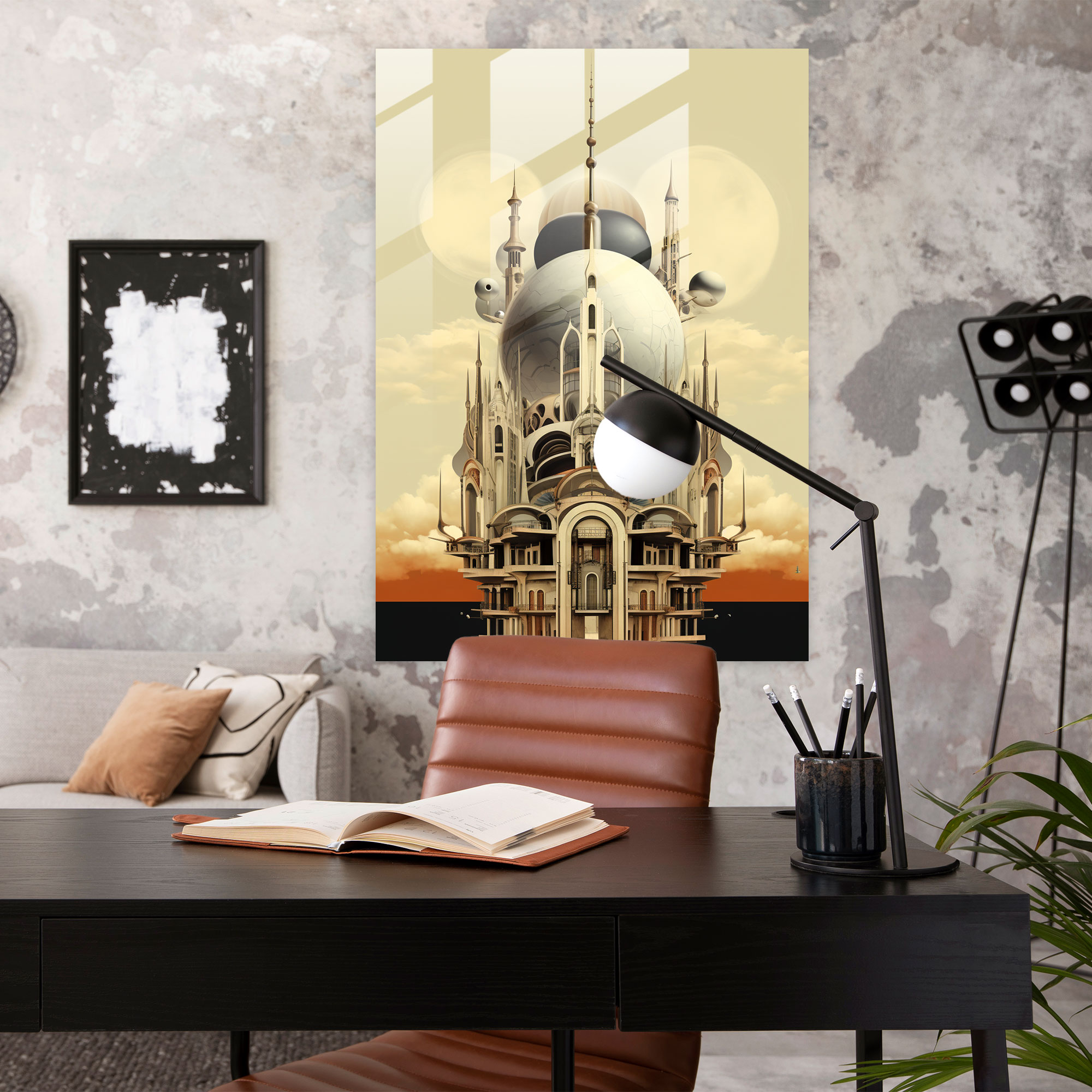 Surreal Church Architecture Glass Print - Church, Glass Art, Modern Art, Digital Collage
