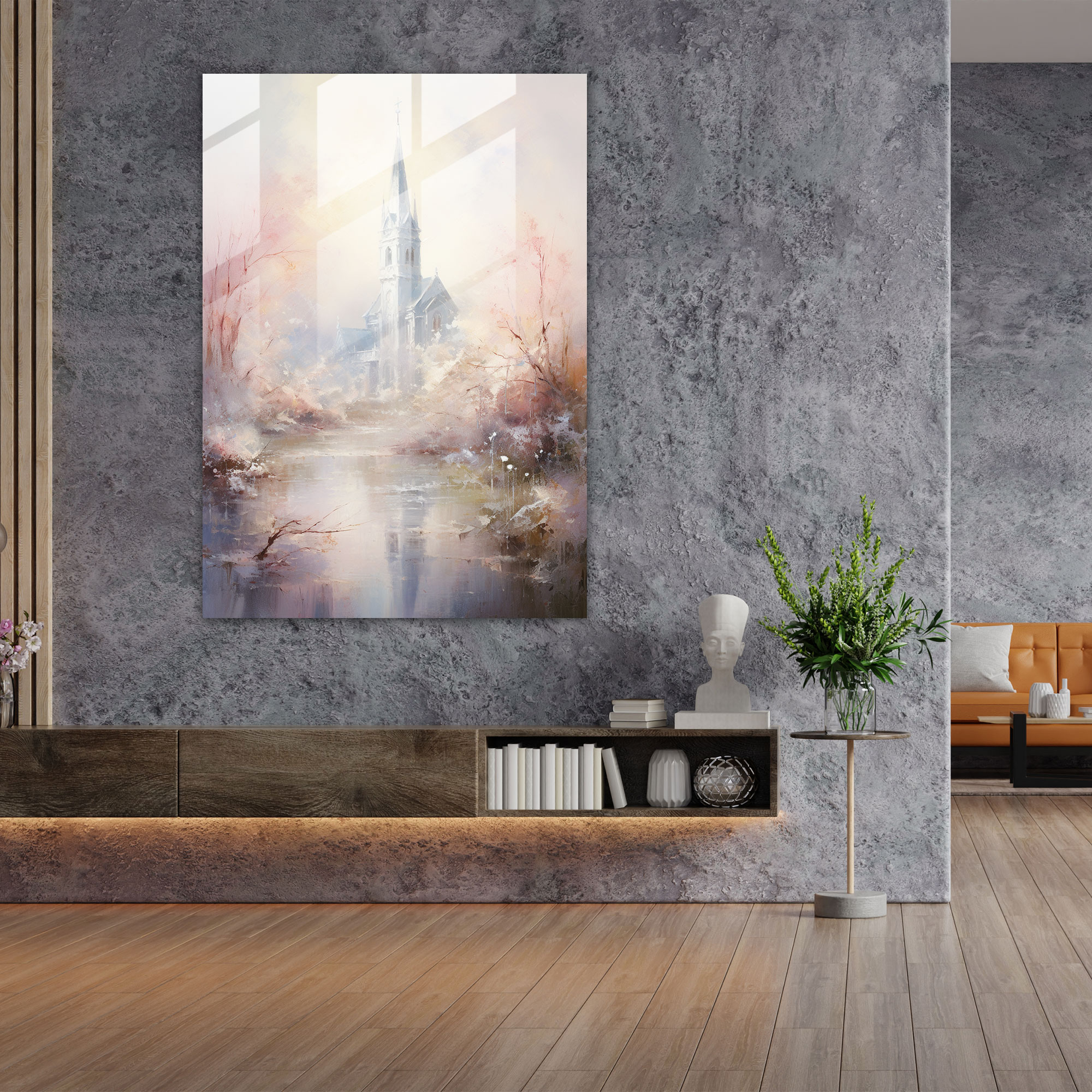 Ethereal Church Impression Glass Print - Church, Home Decoration, Church, Wall Decoration