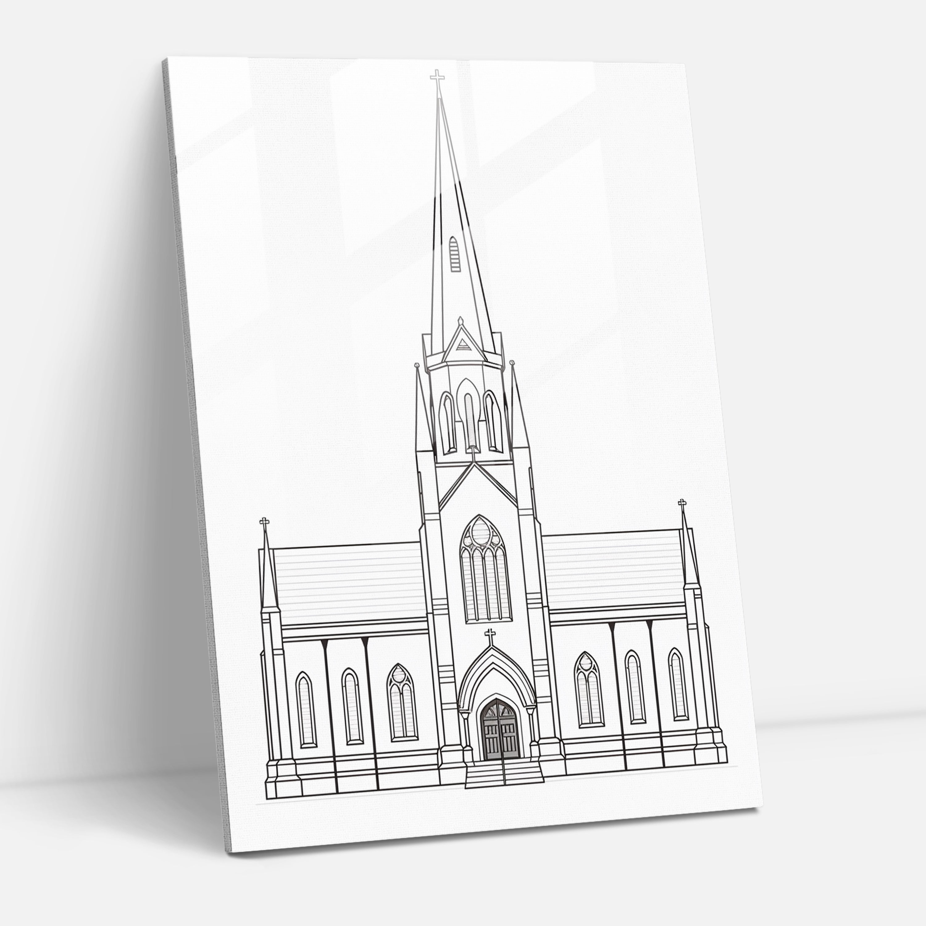Church Glass Print: Minimalist Facade - Church, Modern Art, Glass Print, Church