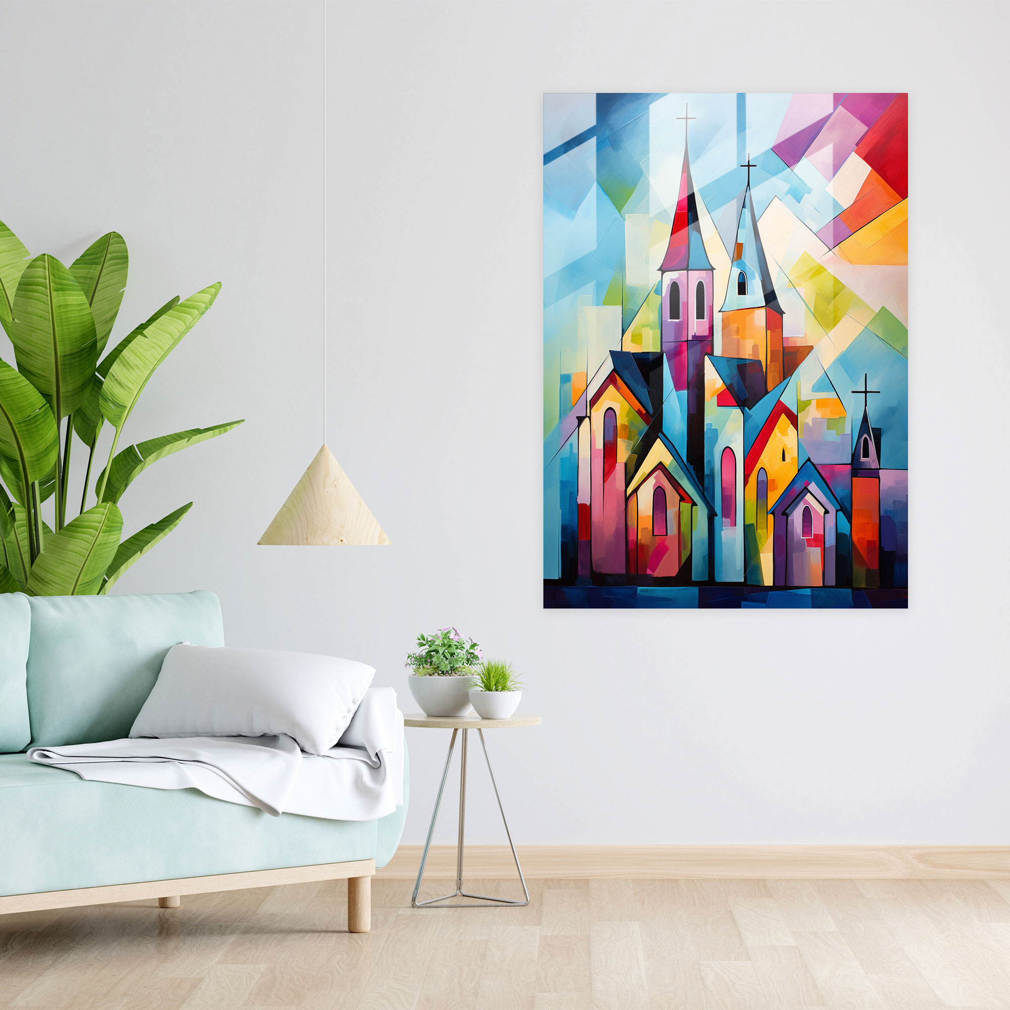 Church Glass Print - Church, Abstract, Church, Abstract Shapes