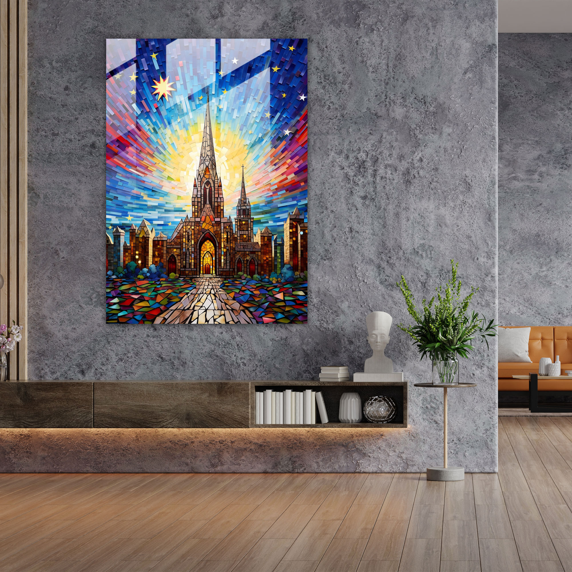 Church Glass Wall Art - Church, Glass Art, Modern Mosaic, Glass Print