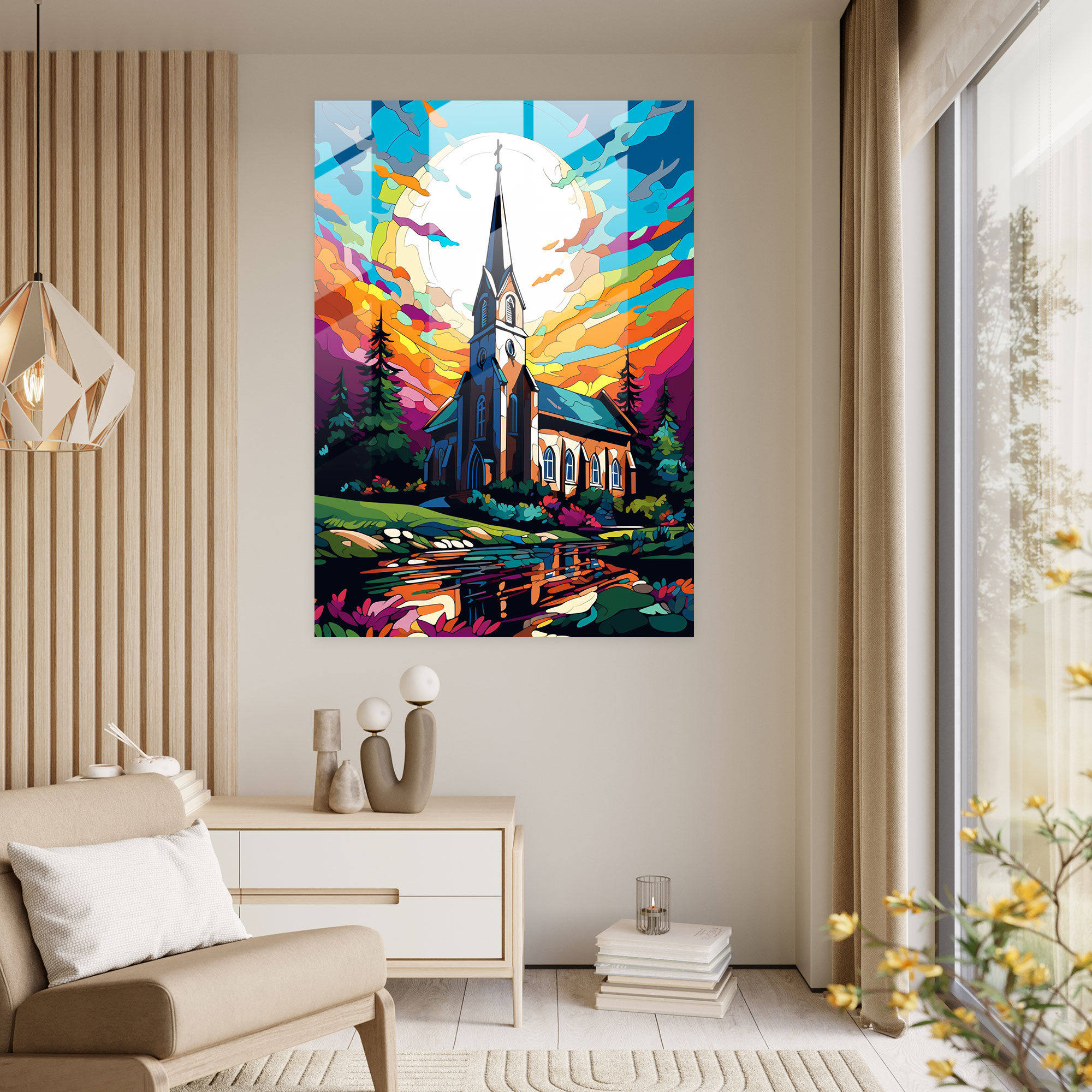 Church Glass Print - Church, Glass Print, Pop Art Representation, Bold