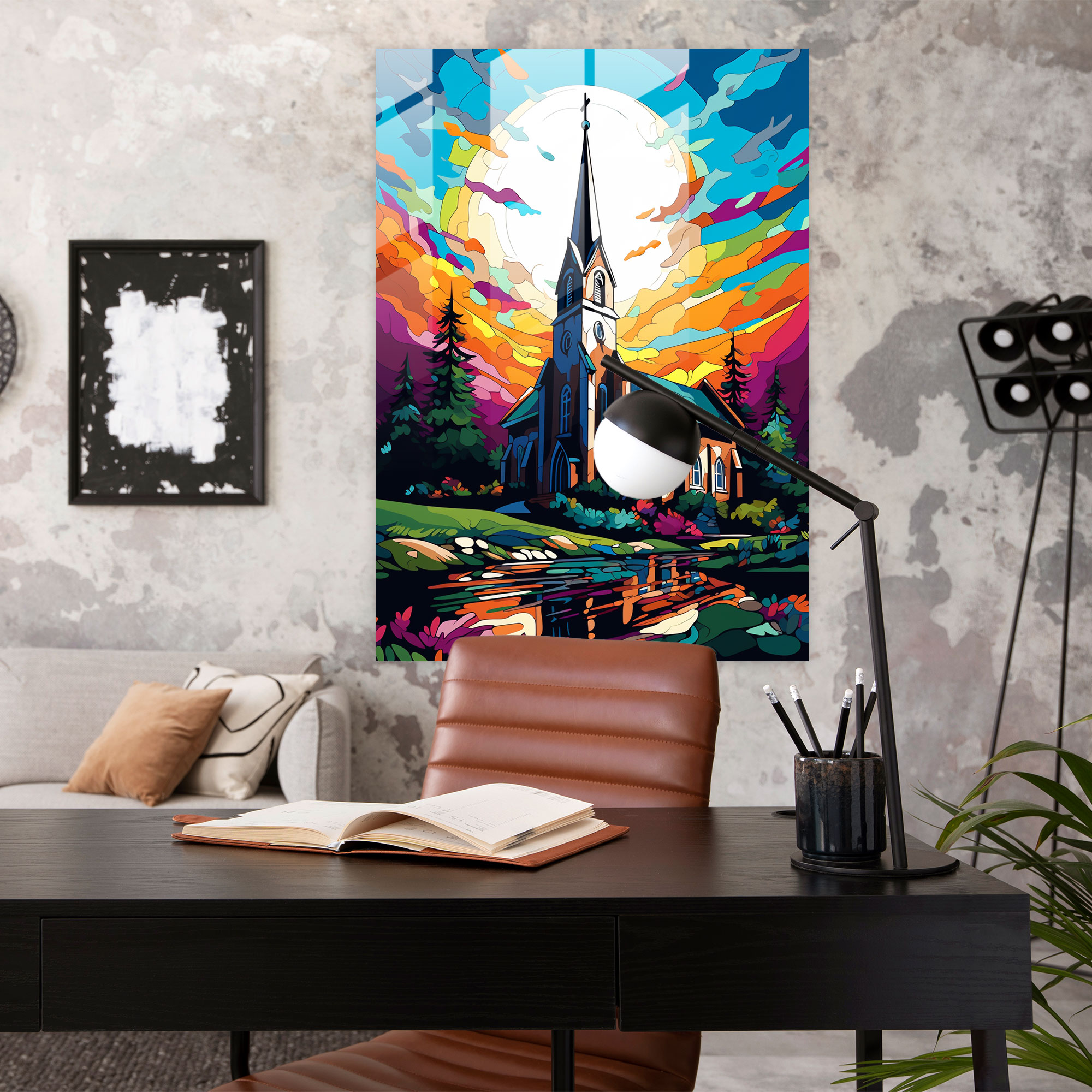 Church Glass Print - Church, Glass Print, Pop Art Representation, Bold