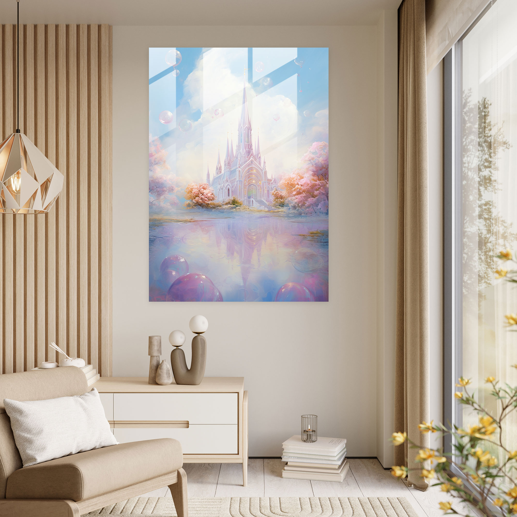 Impressionist Church Glass Print - Church, Impressionist Art, Pastel Hues, Home Decoration