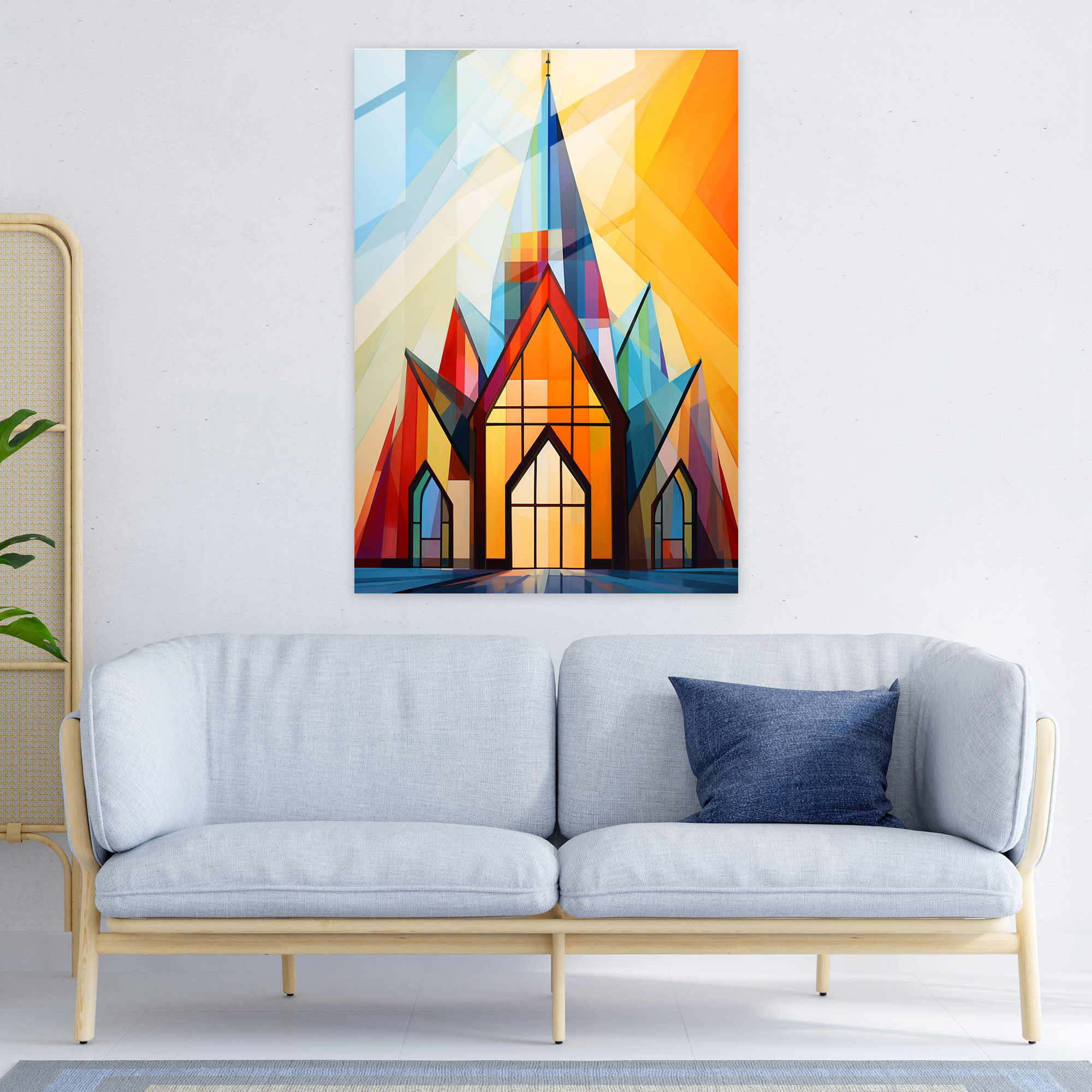 Geometric Church Glass Print - Church, Creativity, Geometric Art, Eye-Catching