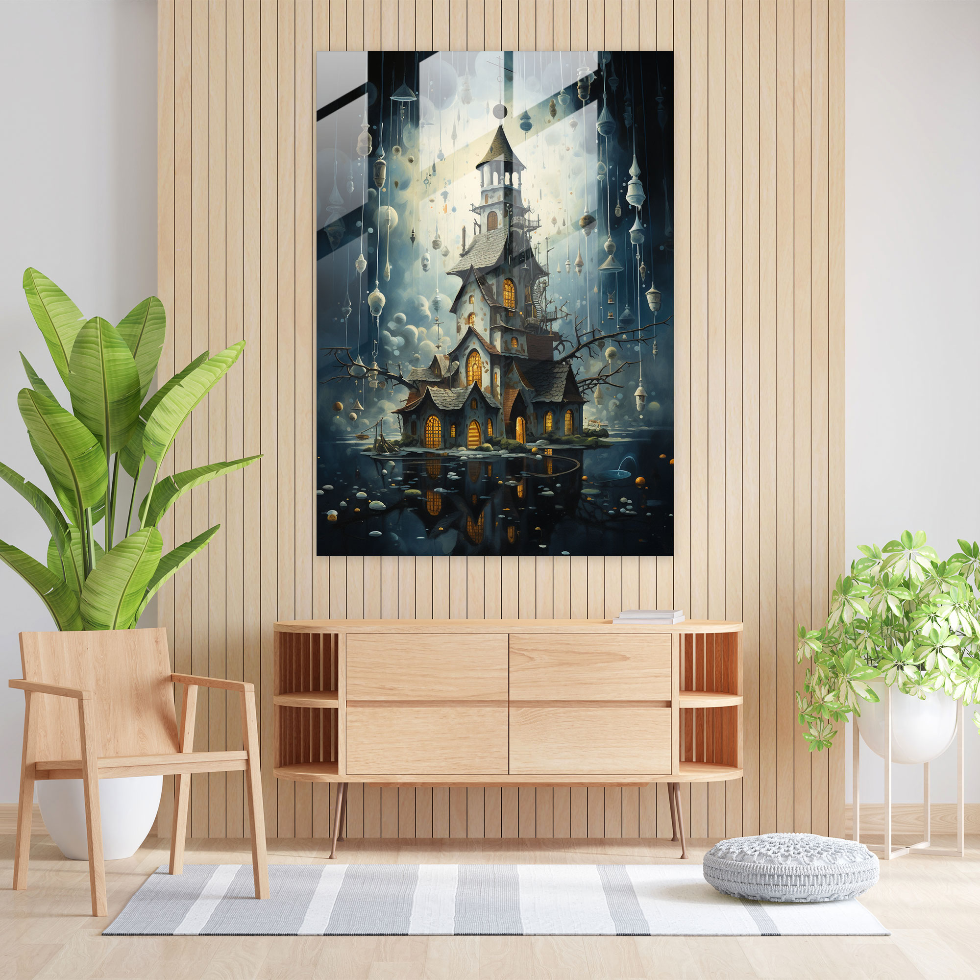 Mysterious Church Glass Print - Church, Modern Art, Home Decoration, Intrigue