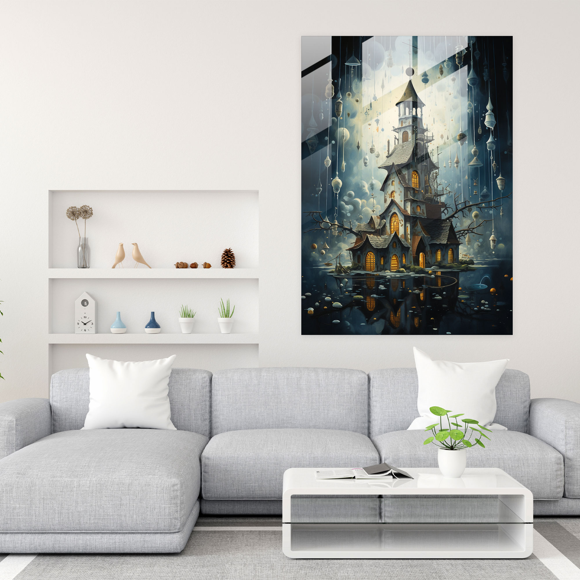 Mysterious Church Glass Print - Church, Modern Art, Home Decoration, Intrigue