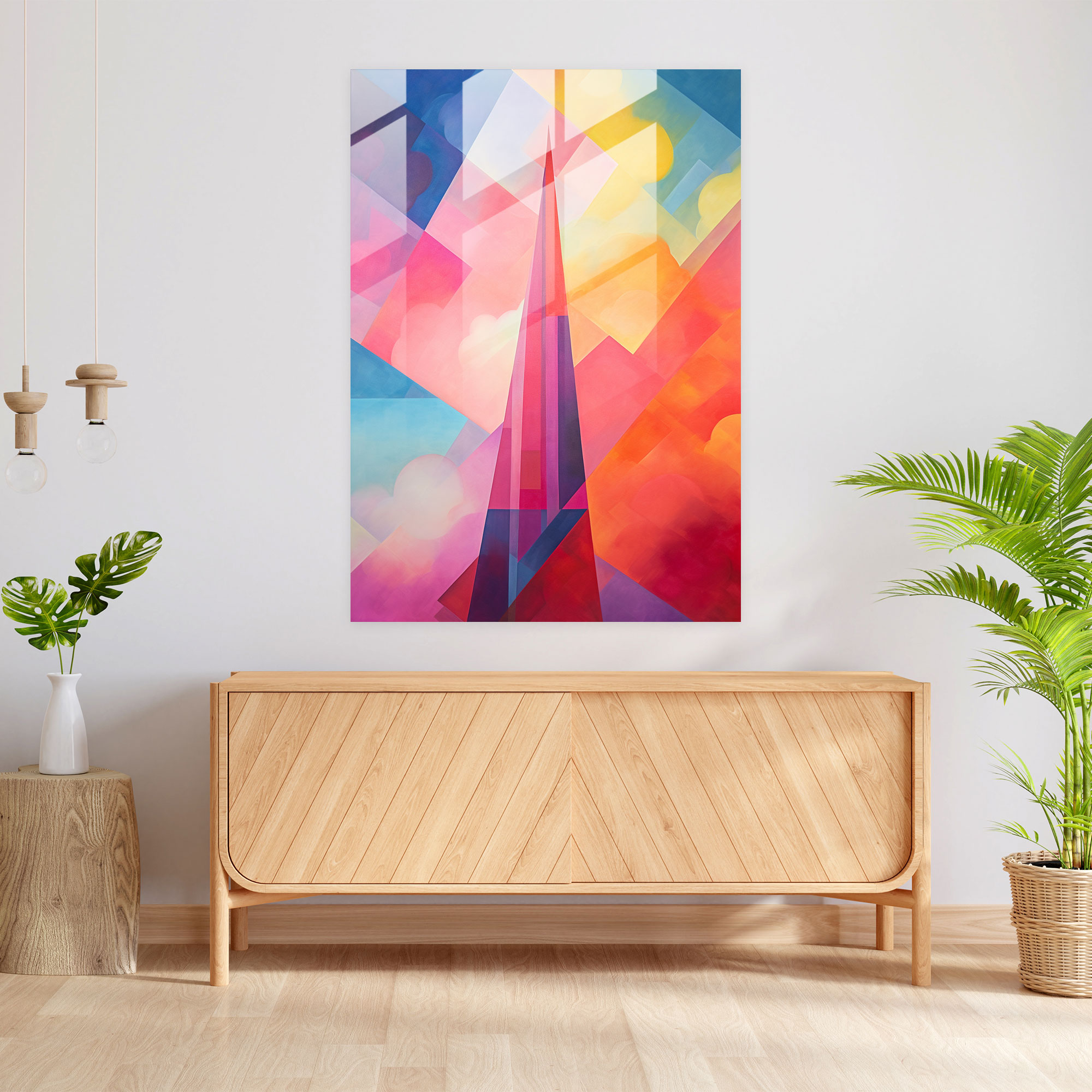 Church Glass Wall Art: Geometric Abstract Painting Of Church Spire - Church, Abstract Painting, Home Decoration, Glass Art