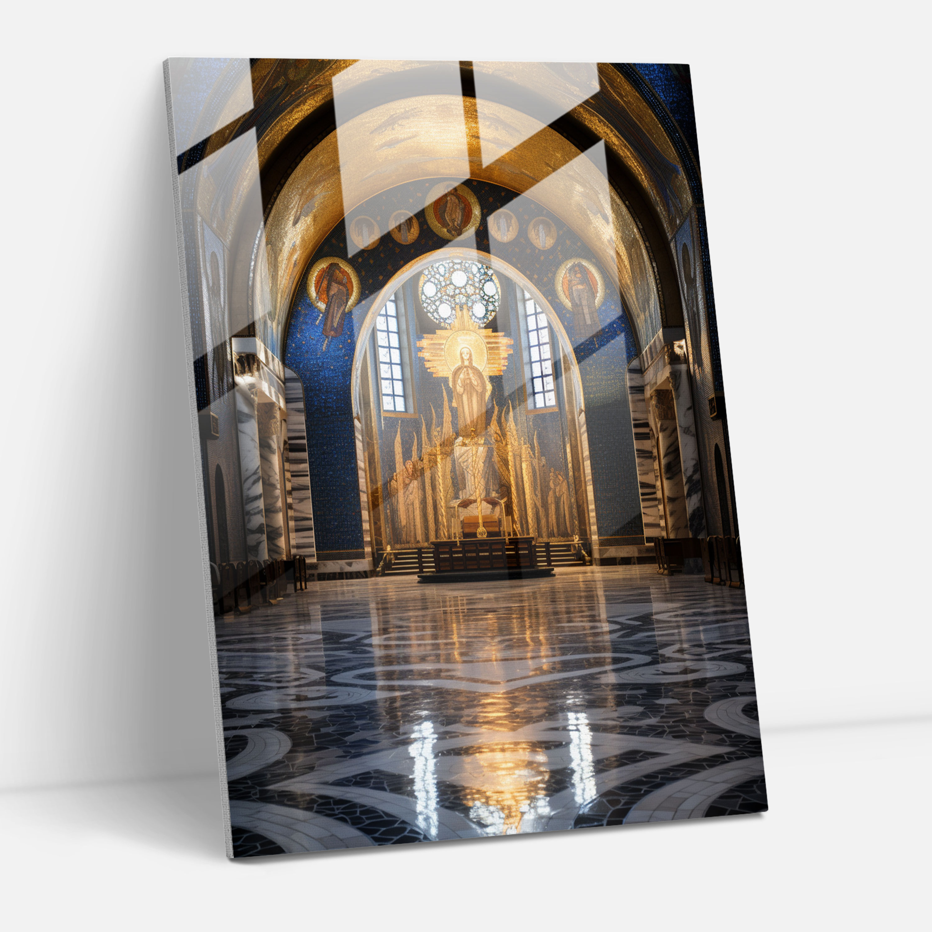 Church Glass Wall Art: Mosaic Artwork Of Intricate Church Interior - Church, Church Interior, Glass Print, Mosaic Artwork