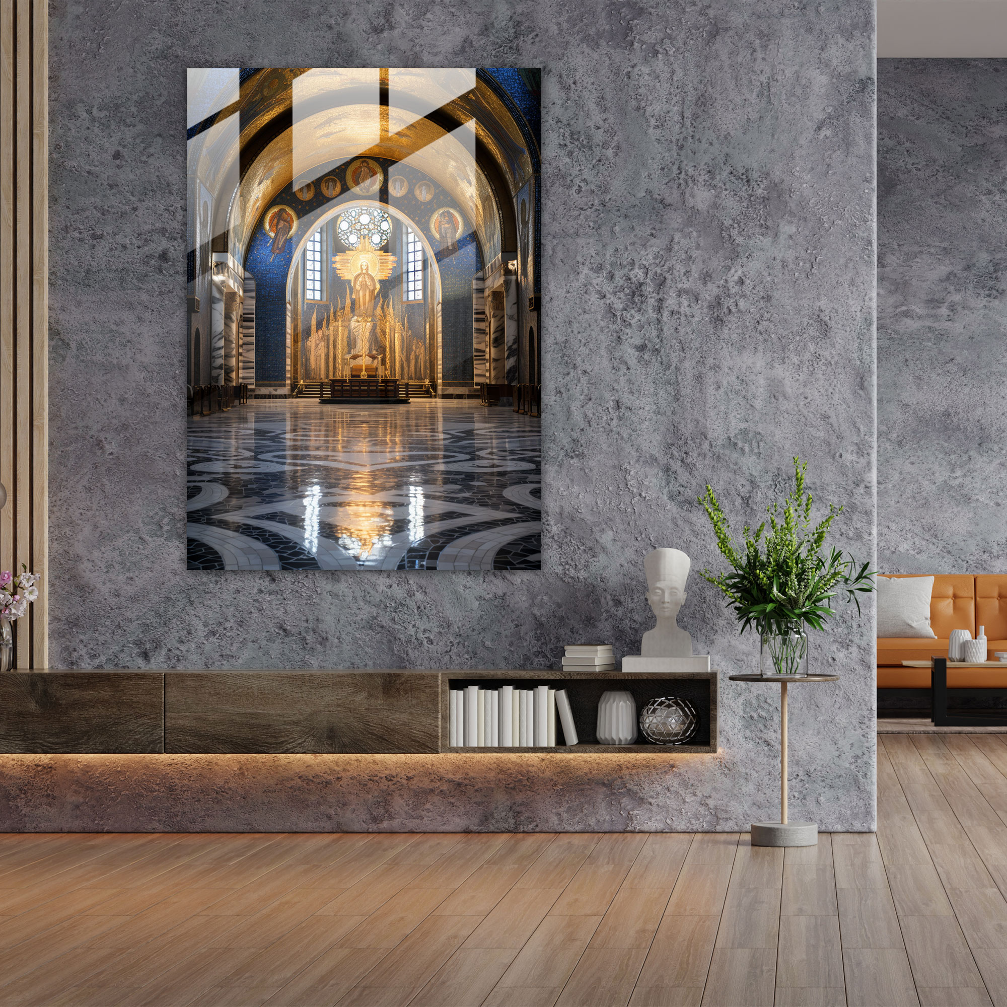 Church Glass Wall Art: Mosaic Artwork Of Intricate Church Interior - Church, Church Interior, Glass Print, Mosaic Artwork