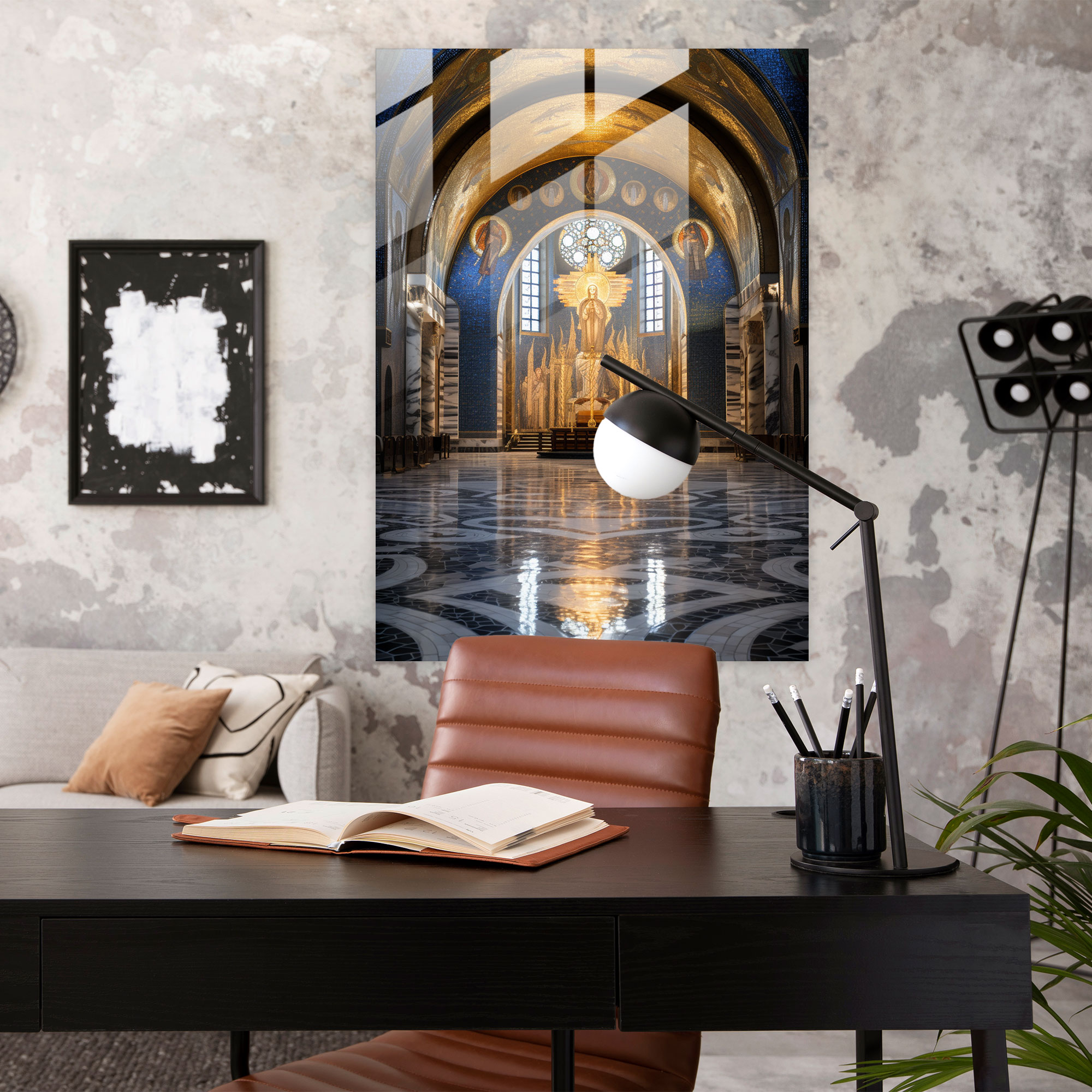 Church Glass Wall Art: Mosaic Artwork Of Intricate Church Interior - Church, Church Interior, Glass Print, Mosaic Artwork