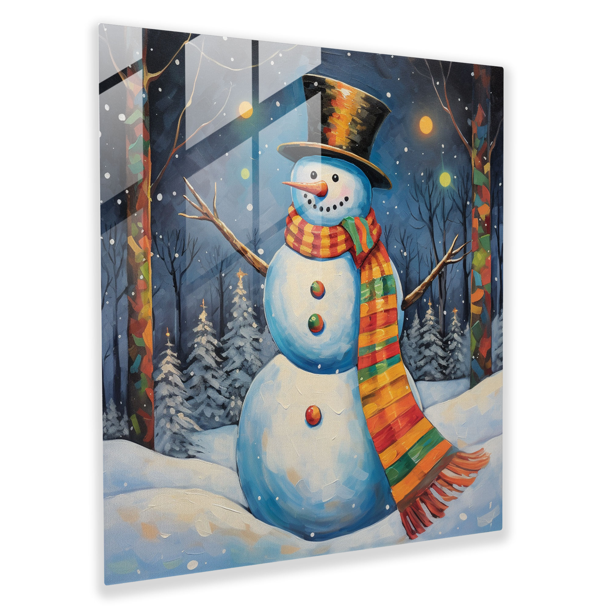 Snowman Wonderland Glass Print - Christmas, Glass Print, Glass Art, Magic