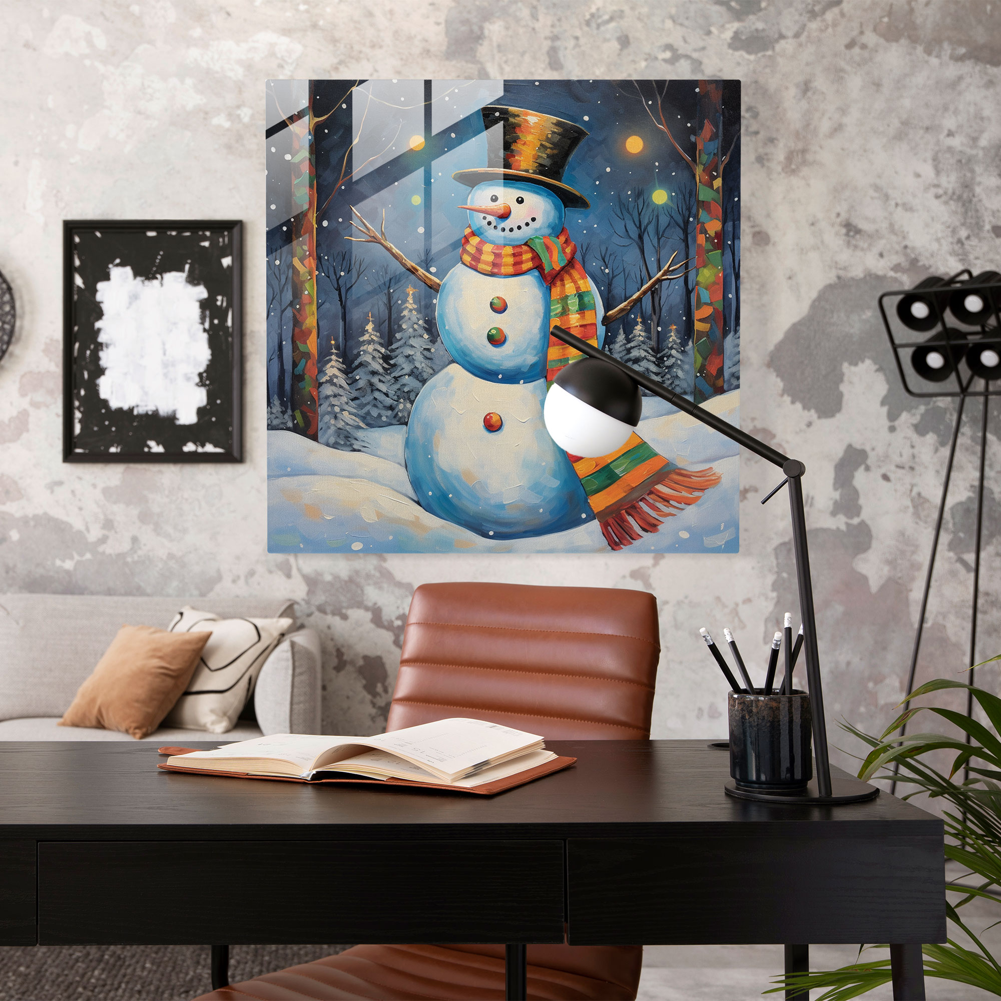 Snowman Wonderland Glass Print - Christmas, Glass Print, Glass Art, Magic