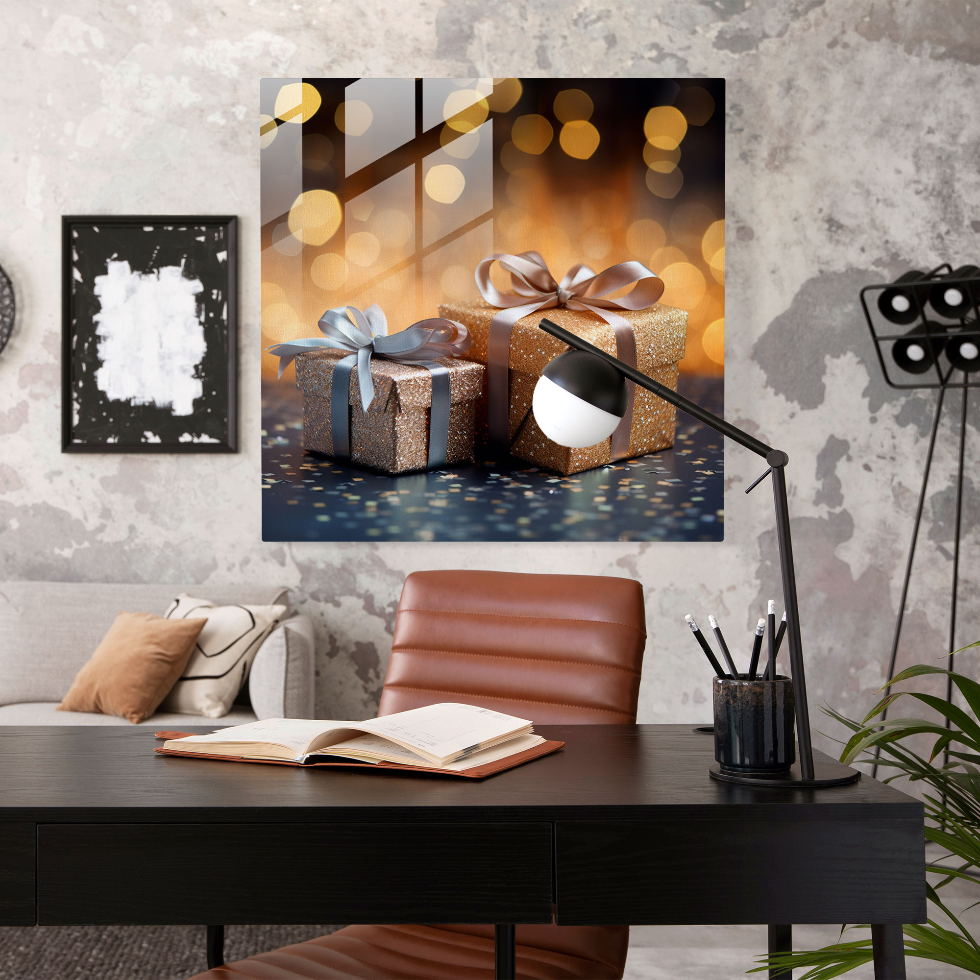 Contemporary Glass Print - Wrapped Christmas Presents - Christmas, Christmas, Elegance, Wall Decoration