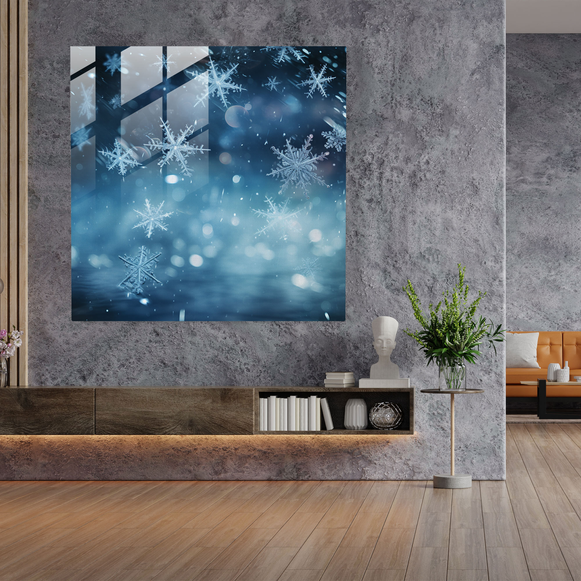 Snowflake Glass Print - Christmas, Glass Art, Enchantment, Glass Wall Art