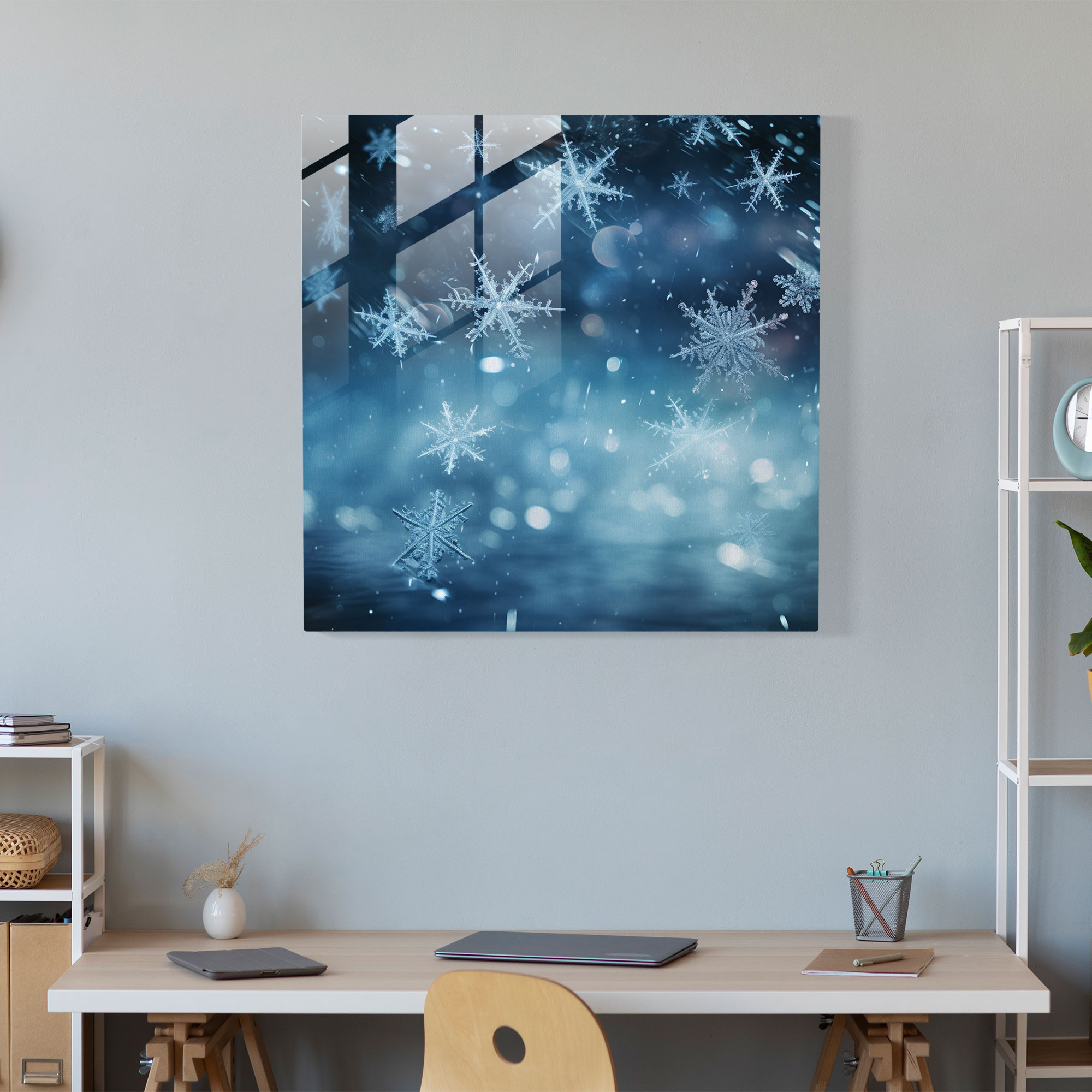 Snowflake Glass Print - Christmas, Glass Art, Enchantment, Glass Wall Art