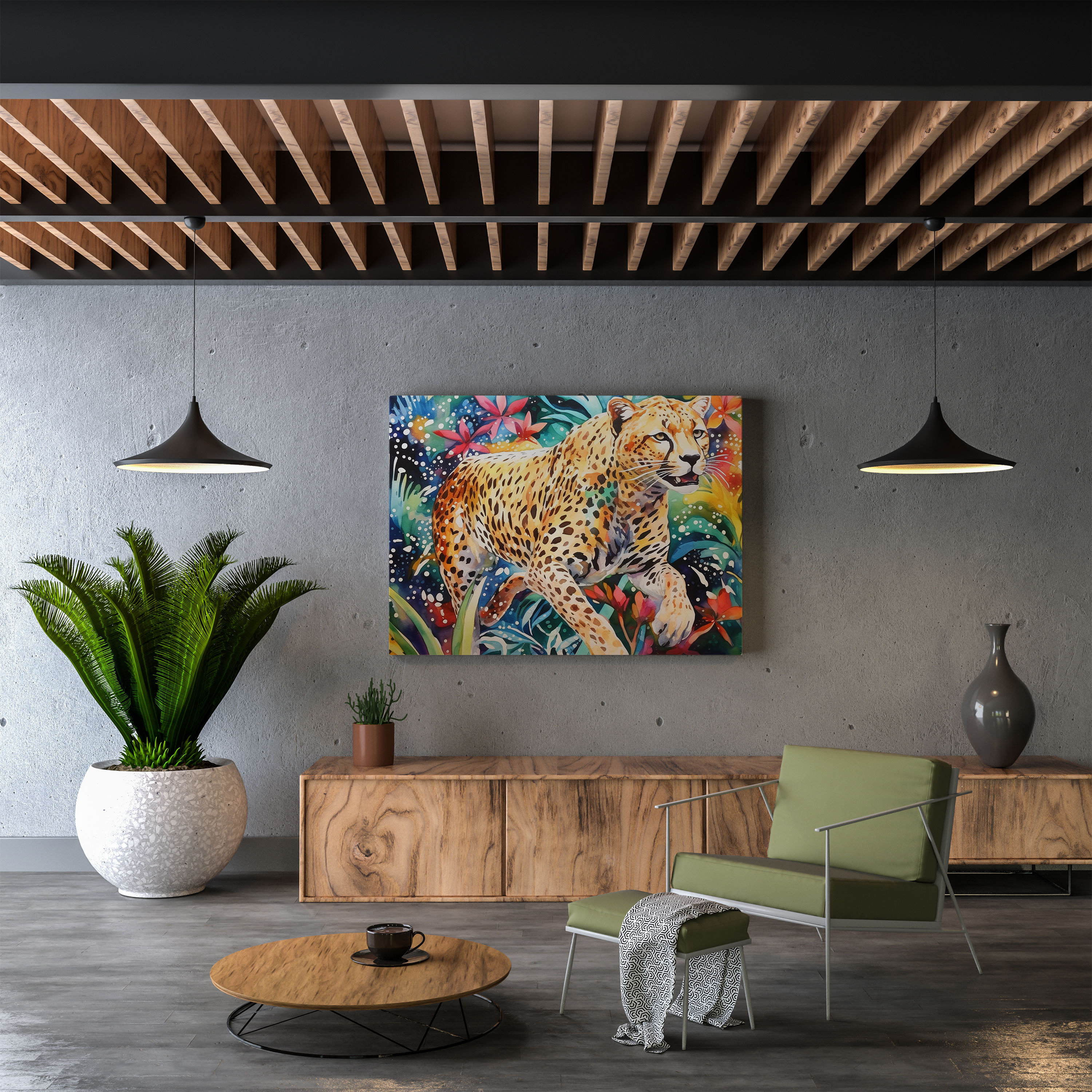 Cheetah Canvas Print - Abstract Watercolor Wall Art - Cheetah, Home Decoration, Vibrant Jungle, Canvas Print