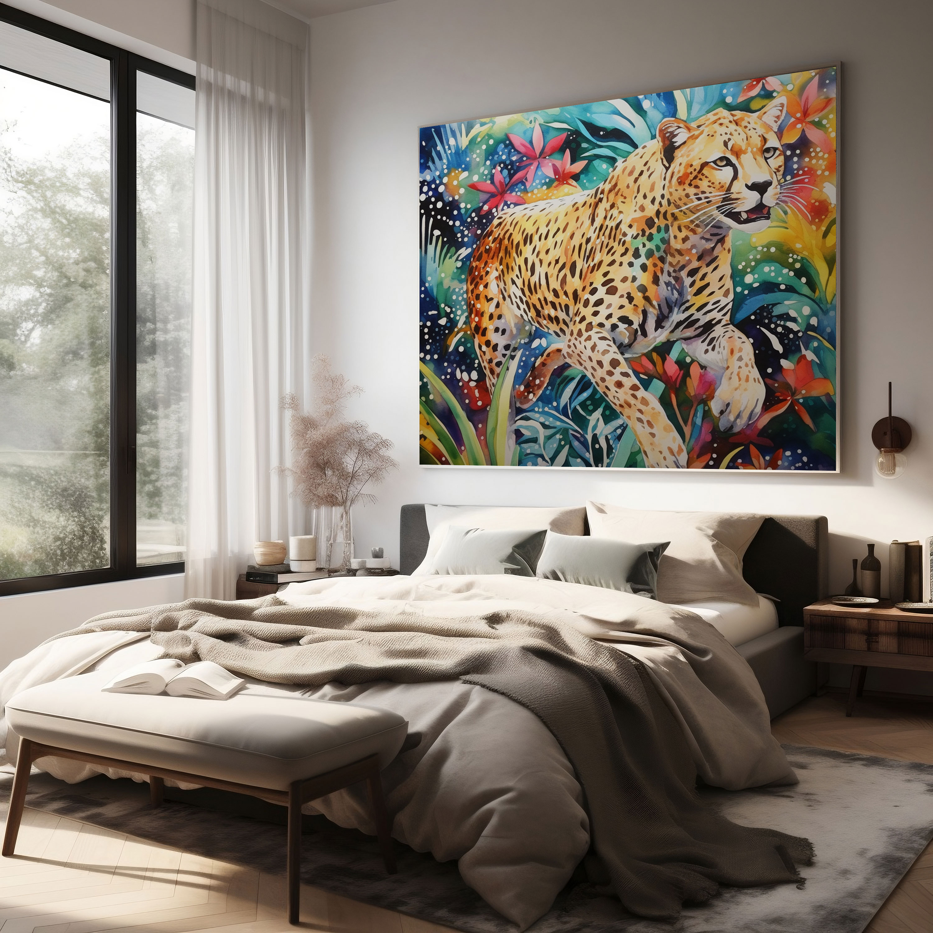 Cheetah Canvas Print - Abstract Watercolor Wall Art - Cheetah, Home Decoration, Vibrant Jungle, Canvas Print