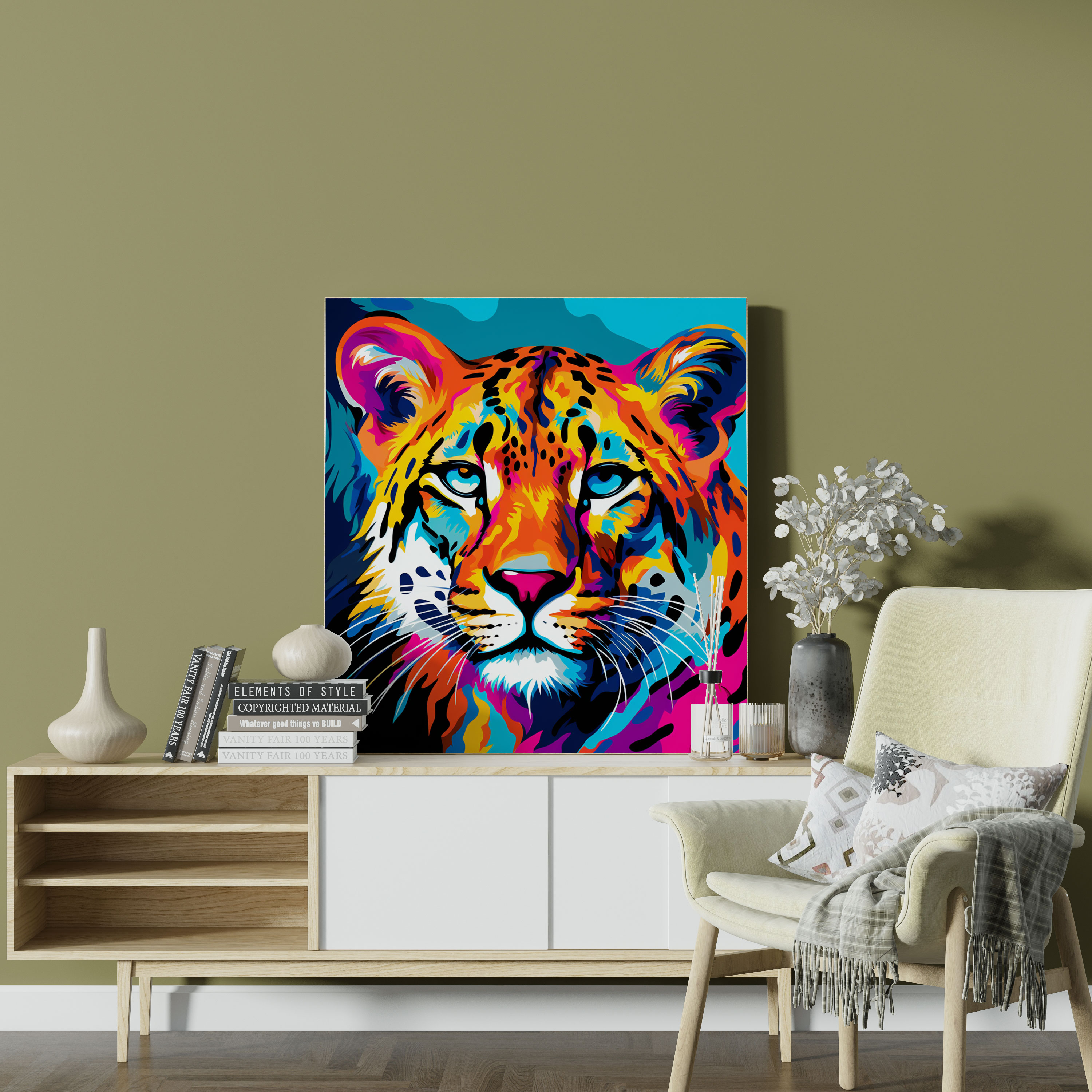 Cheetah Wall Decoration - Pop Art Style Canvas Print - Cheetah, Dynamic Patterns, Pop Art Style, Canvas Wall Art