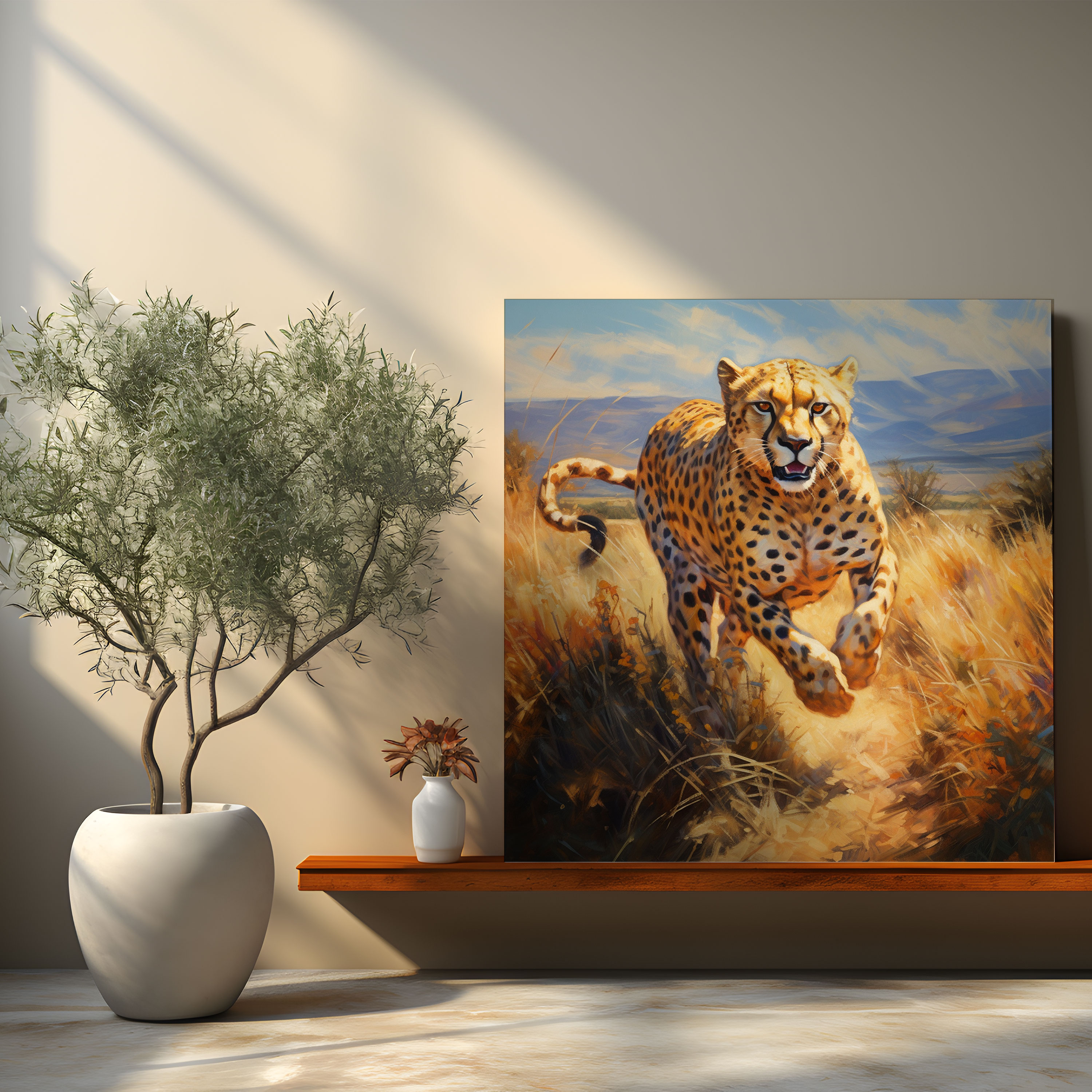 Cheetah Canvas Print - Impressionist Style Wall Art - Cheetah, Sunlit Savannah, Impressionist Painting, Home Decoration