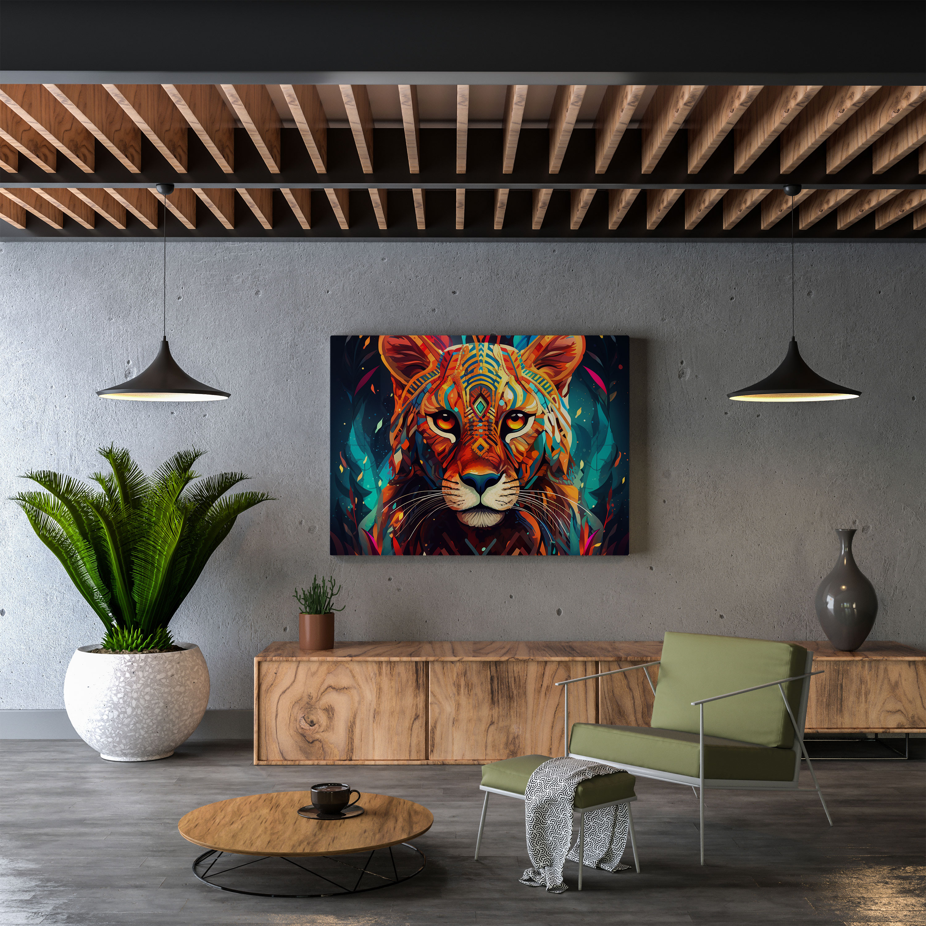 Cheetah Wall Art - Tribal Style Canvas Print - Cheetah, Cheetah, Canvas Print, Digital Illustration