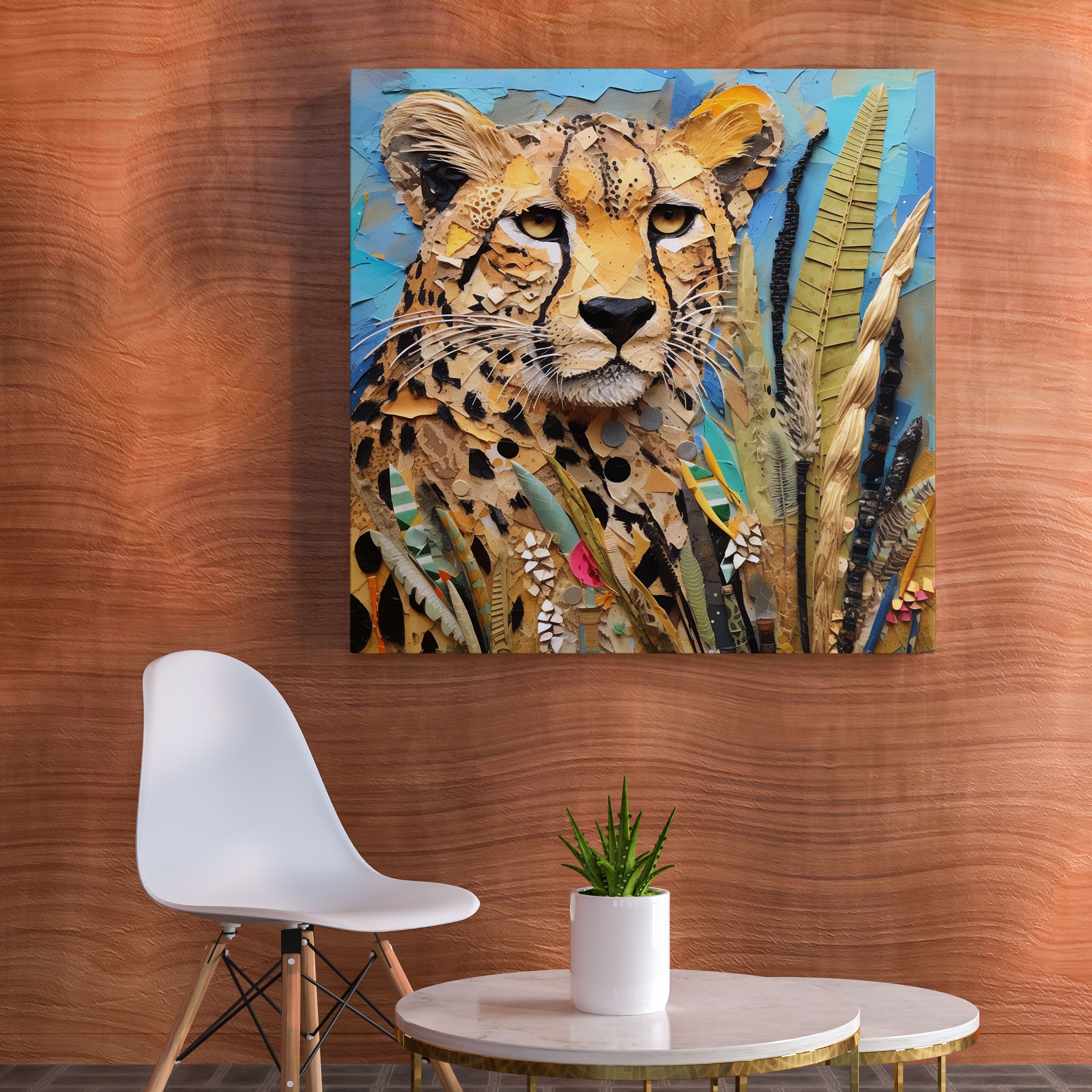Cheetah Wall Decoration - Textured Collage Canvas Print - Cheetah, Canvas Print, Wall Art, Canvas Wall Art
