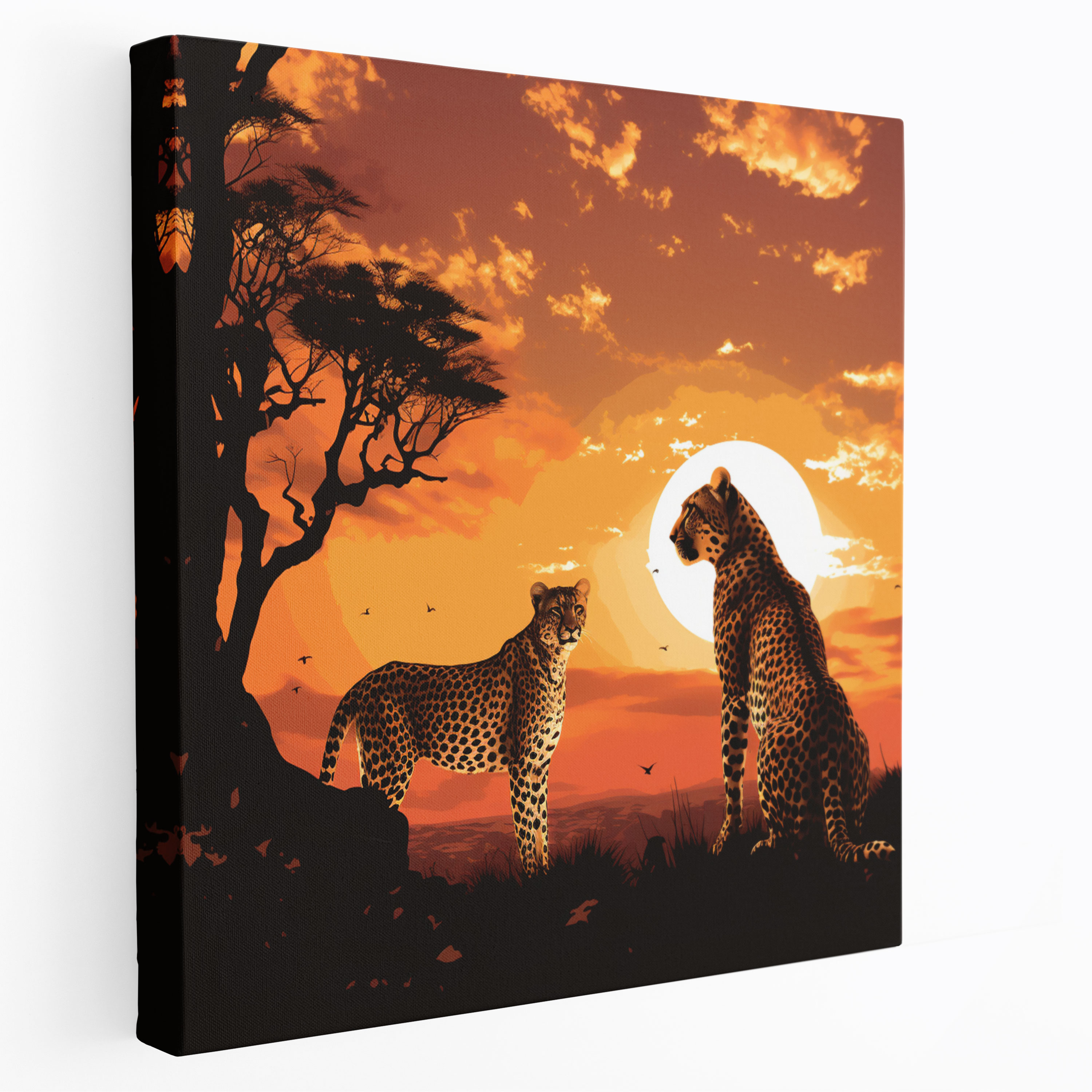 Cheetah Wall Art - Silhouette Cheetah Canvas Print - Cheetah, Cheetah, Sunset Sky, Wall Art