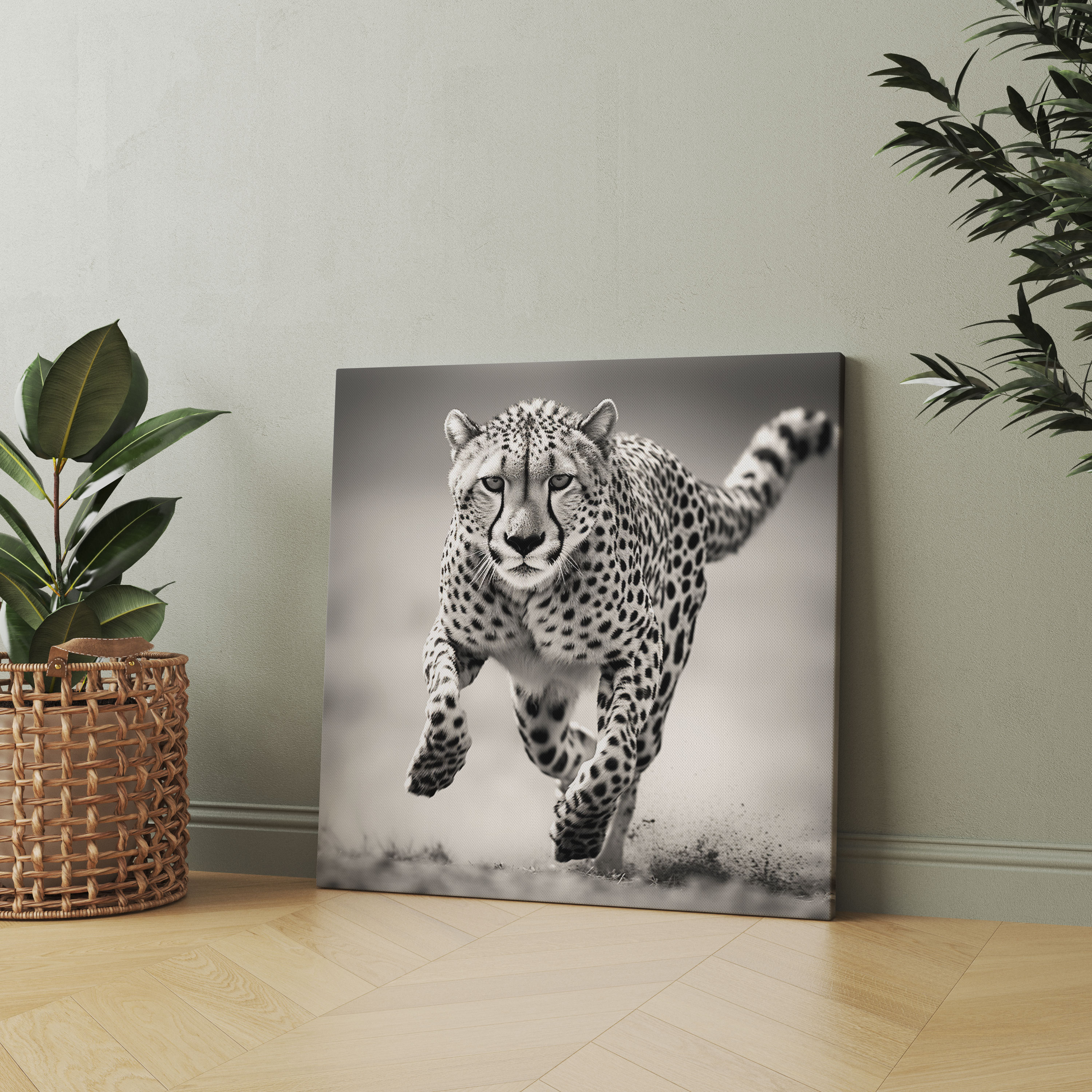 Cheetah Canvas Print - Black And White Cheetah Wall Art - Cheetah, Canvas, Cheetah Canvas Print, Home Decoration