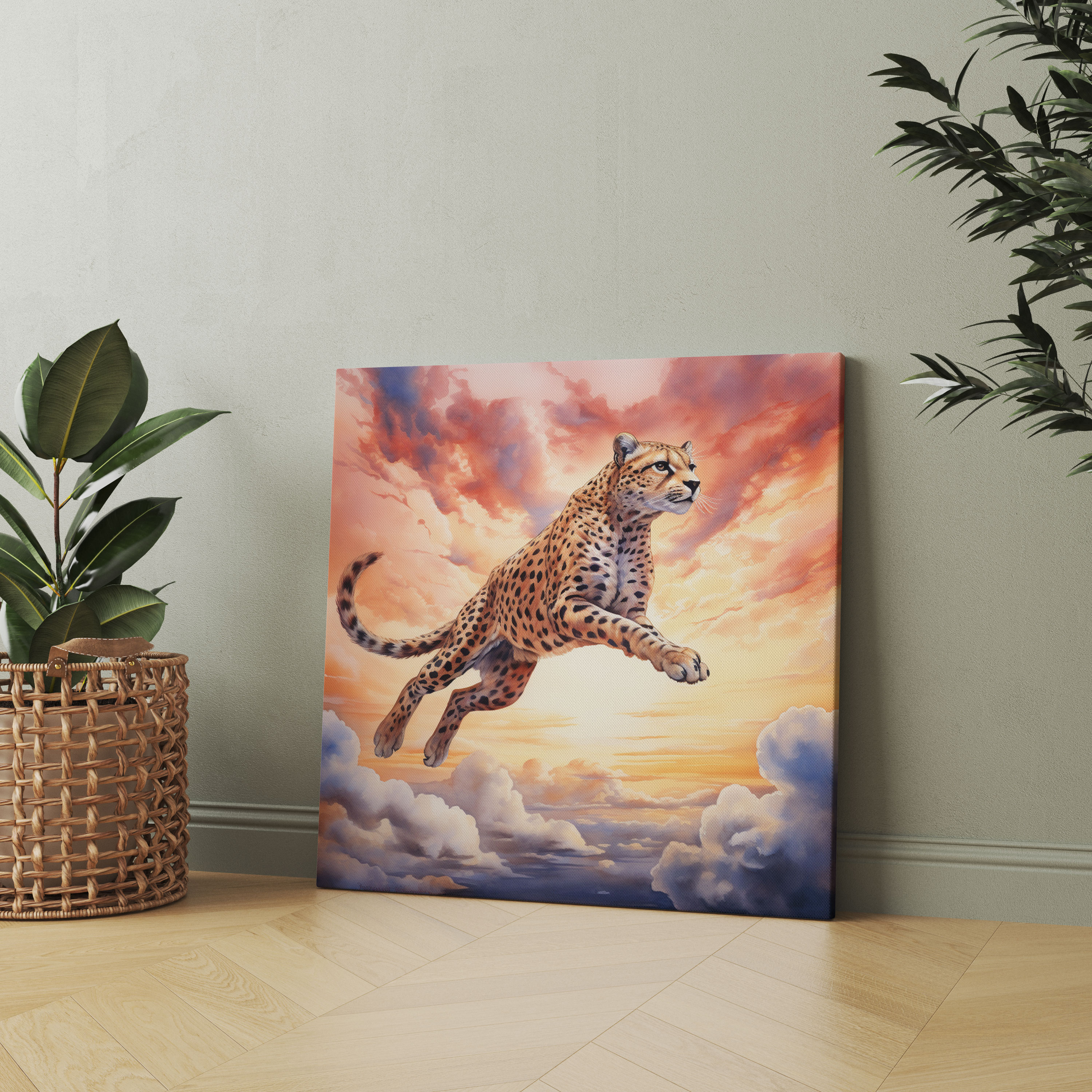 Cheetah Canvas Print - Dreamy Sunset - Cheetah, Cheetah Wall Decoration, Wall Art, Cheetah Canvas Print