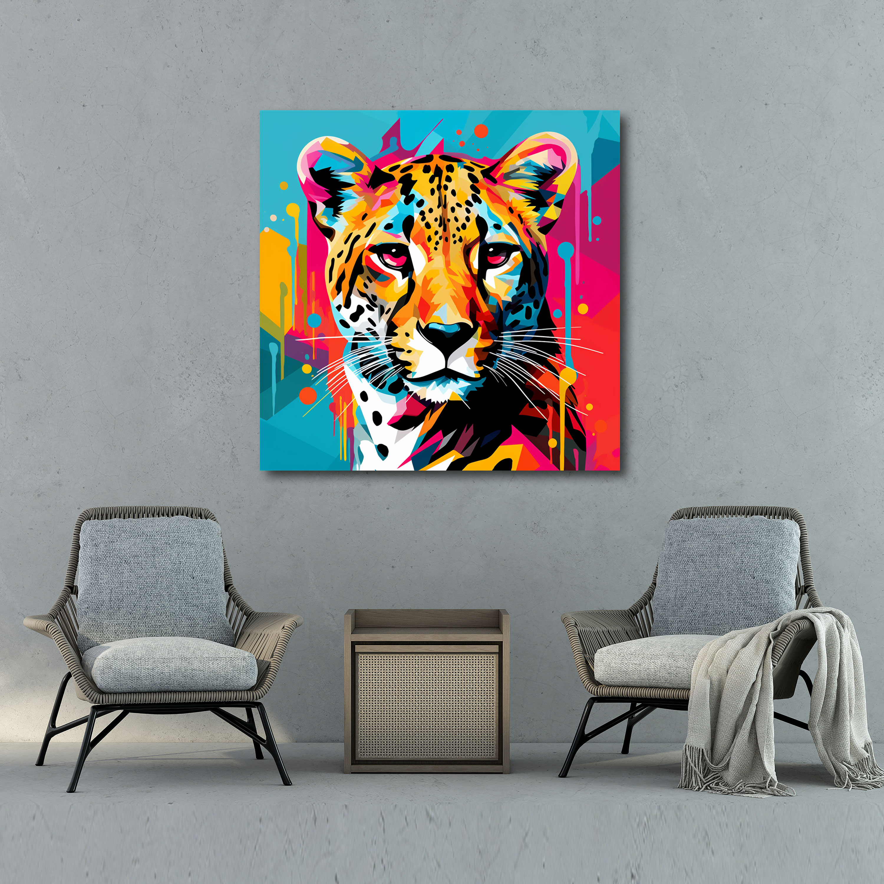 Cheetah Wall Art - Geometric Stripes - Cheetah, Cheetah Canvas Print, Home Decoration, Cheetah Wall Decoration