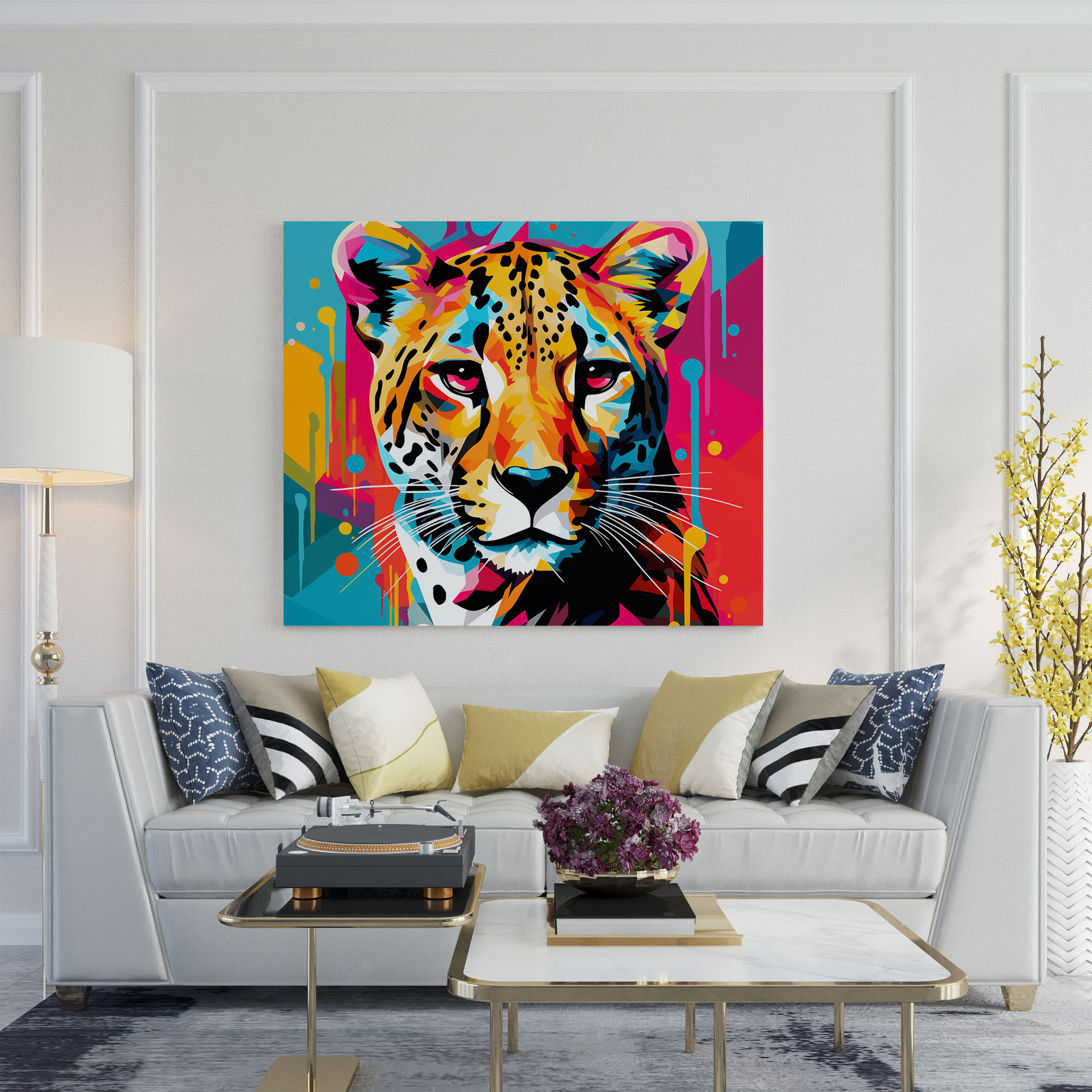 Cheetah Wall Art - Geometric Stripes - Cheetah, Cheetah Canvas Print, Home Decoration, Cheetah Wall Decoration