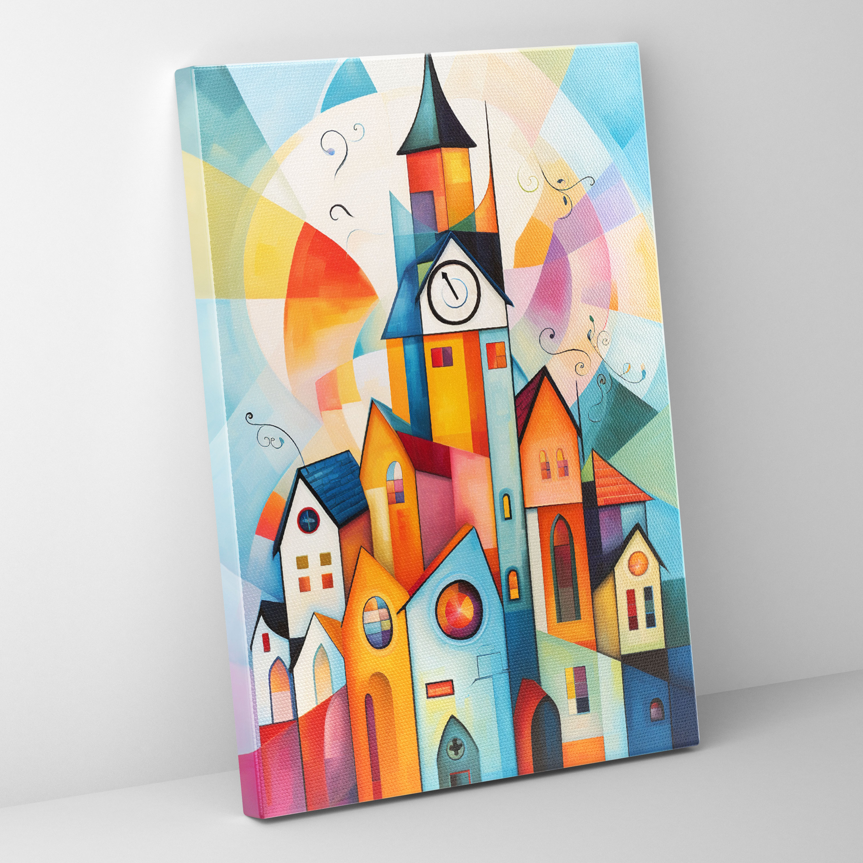Abstract Church Wall Art - Church, Unique Shapes, Colorful Representation, Patterns