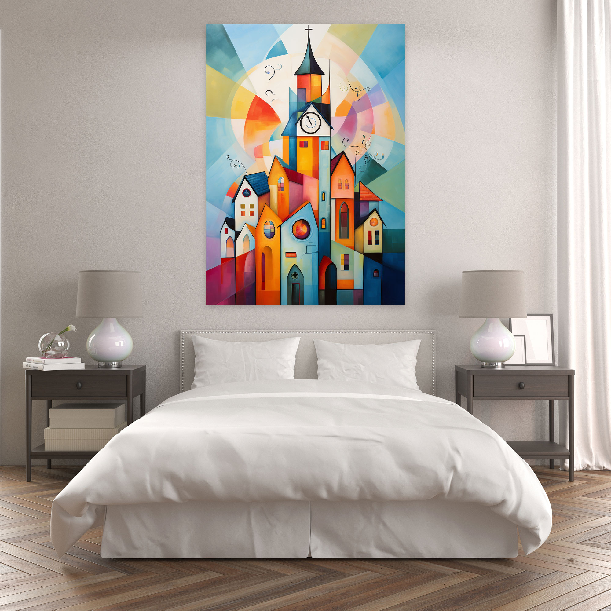 Abstract Church Wall Art - Church, Unique Shapes, Colorful Representation, Patterns
