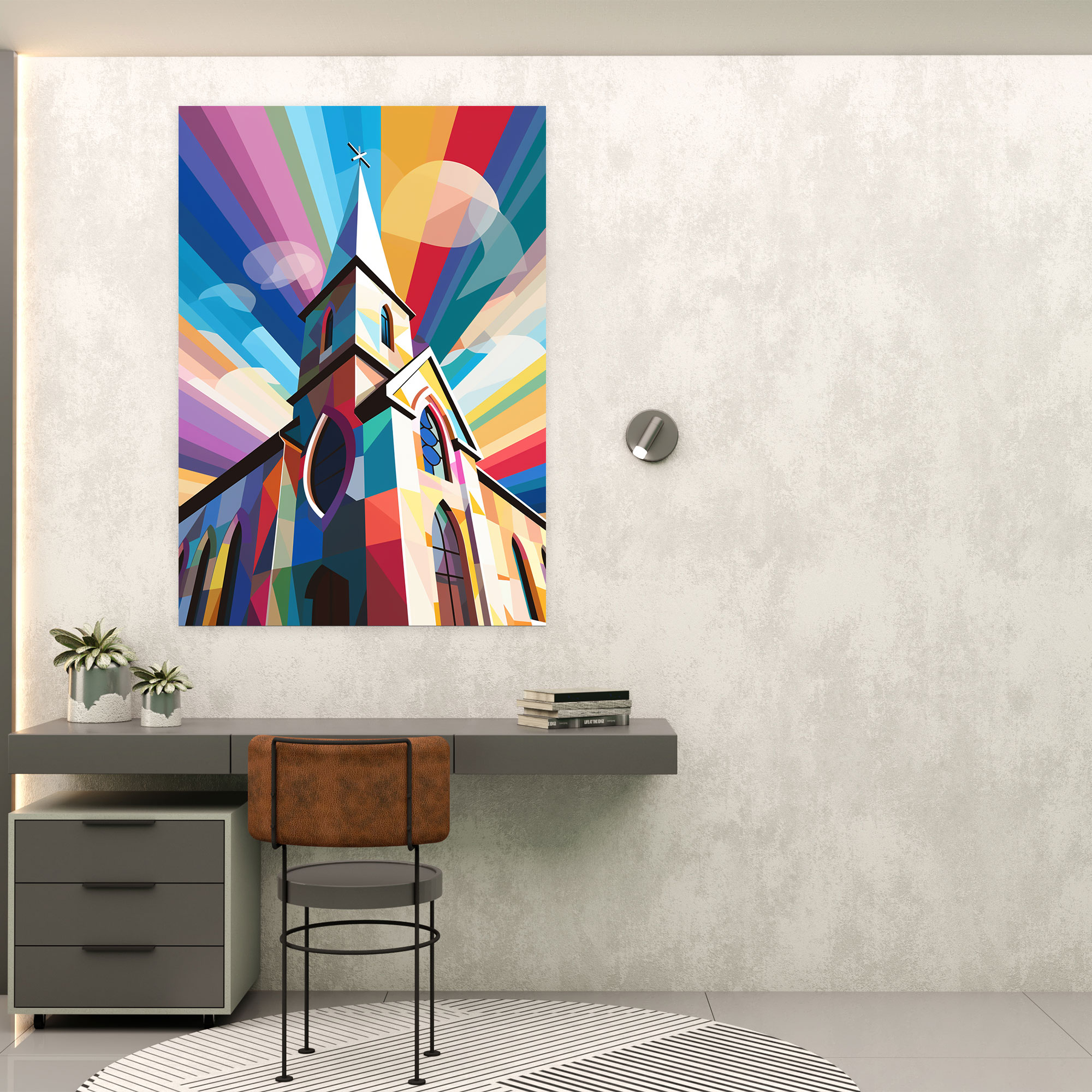Pop Art Church Wall Art - Church, Bold Vibrant Representation, Wall Decoration, Pop Art Style