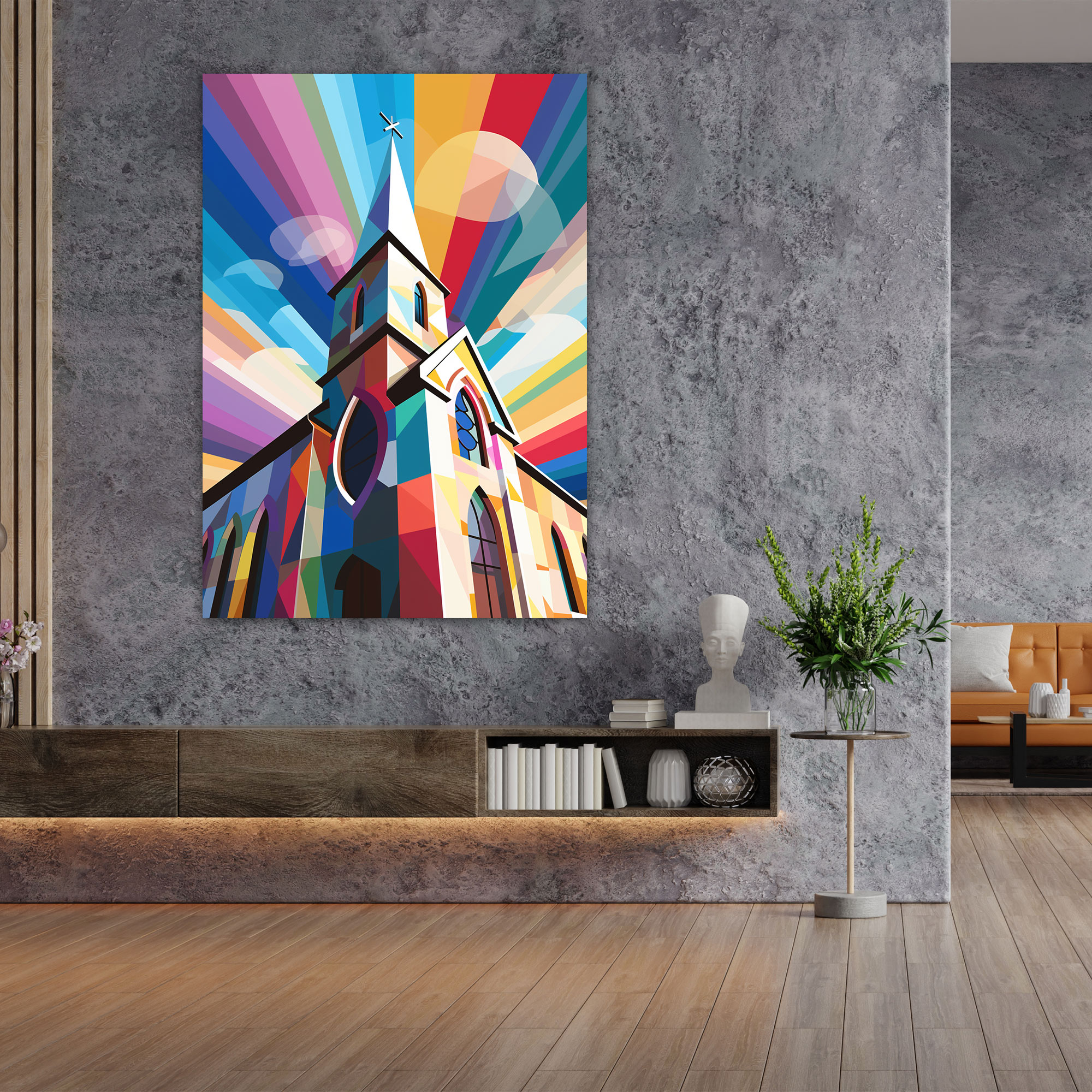 Pop Art Church Wall Art - Church, Bold Vibrant Representation, Wall Decoration, Pop Art Style