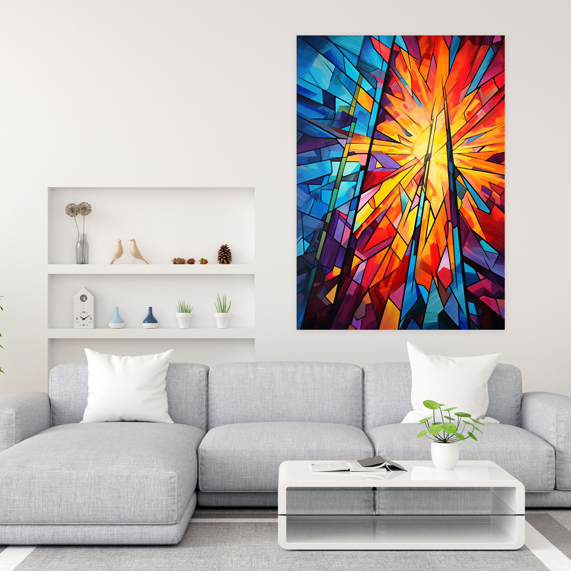 Church Canvas Print - Colorful Stained Glass Window Wall Art - Church, Canvas Wall Art, Home Decoration, Wall Decoration
