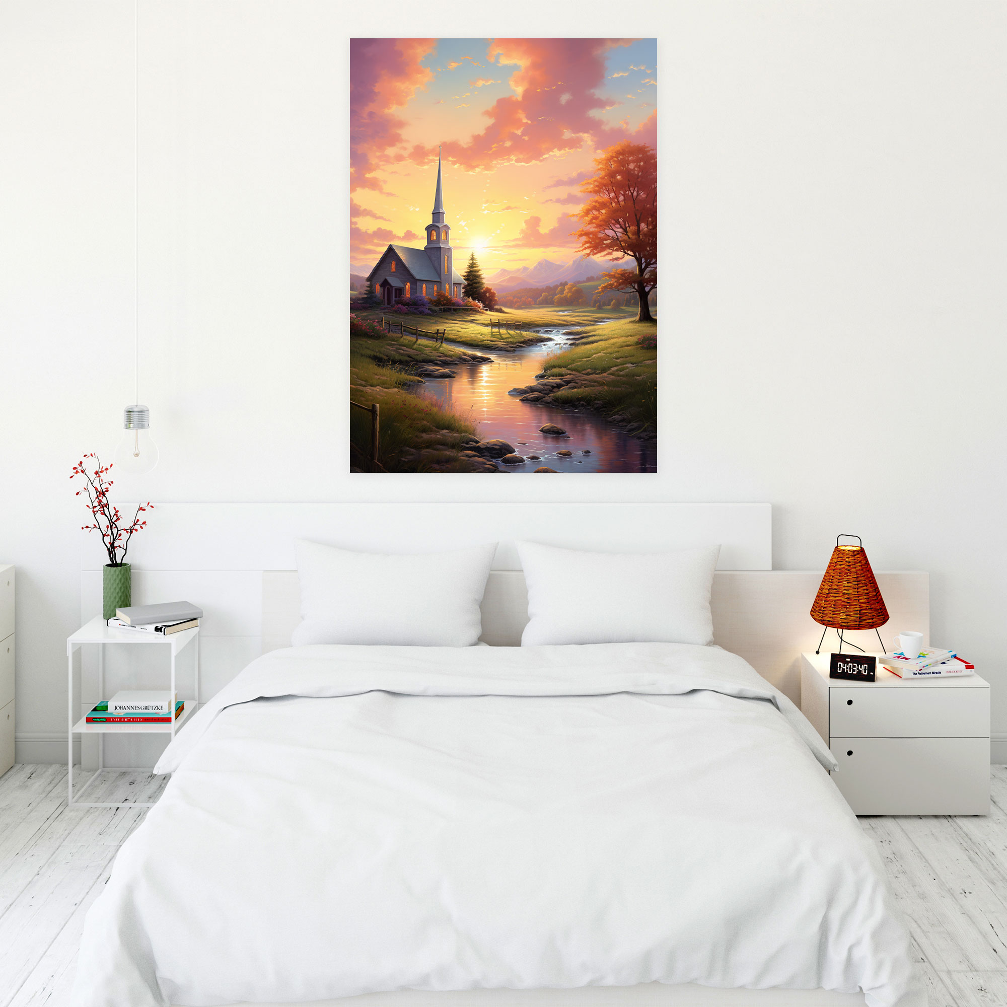 Church Canvas Print - Serene Countryside Sunset Wall Decoration - Church, Church, Canvas Wall Art, Home Decoration
