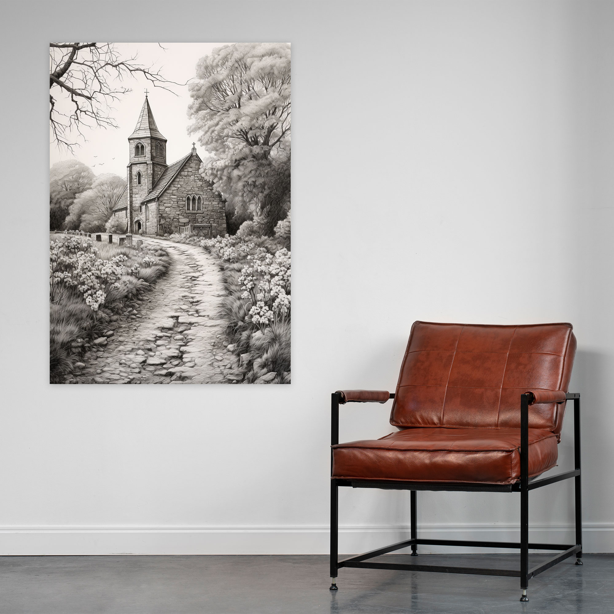 Church Canvas Print - Quaint Village Countryside Wall Art - Church, Church, Canvas, Countryside