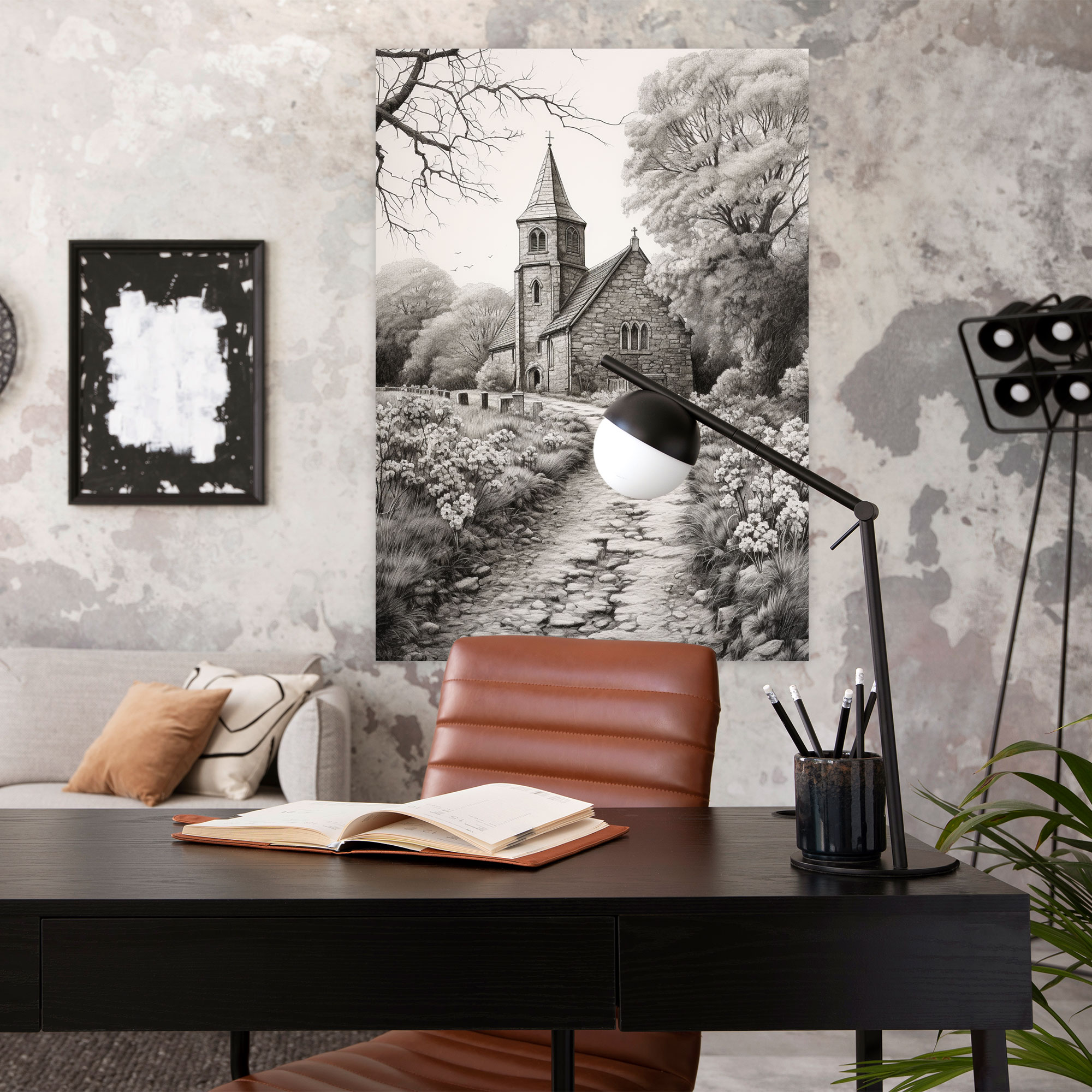Church Canvas Print - Quaint Village Countryside Wall Art - Church, Church, Canvas, Countryside