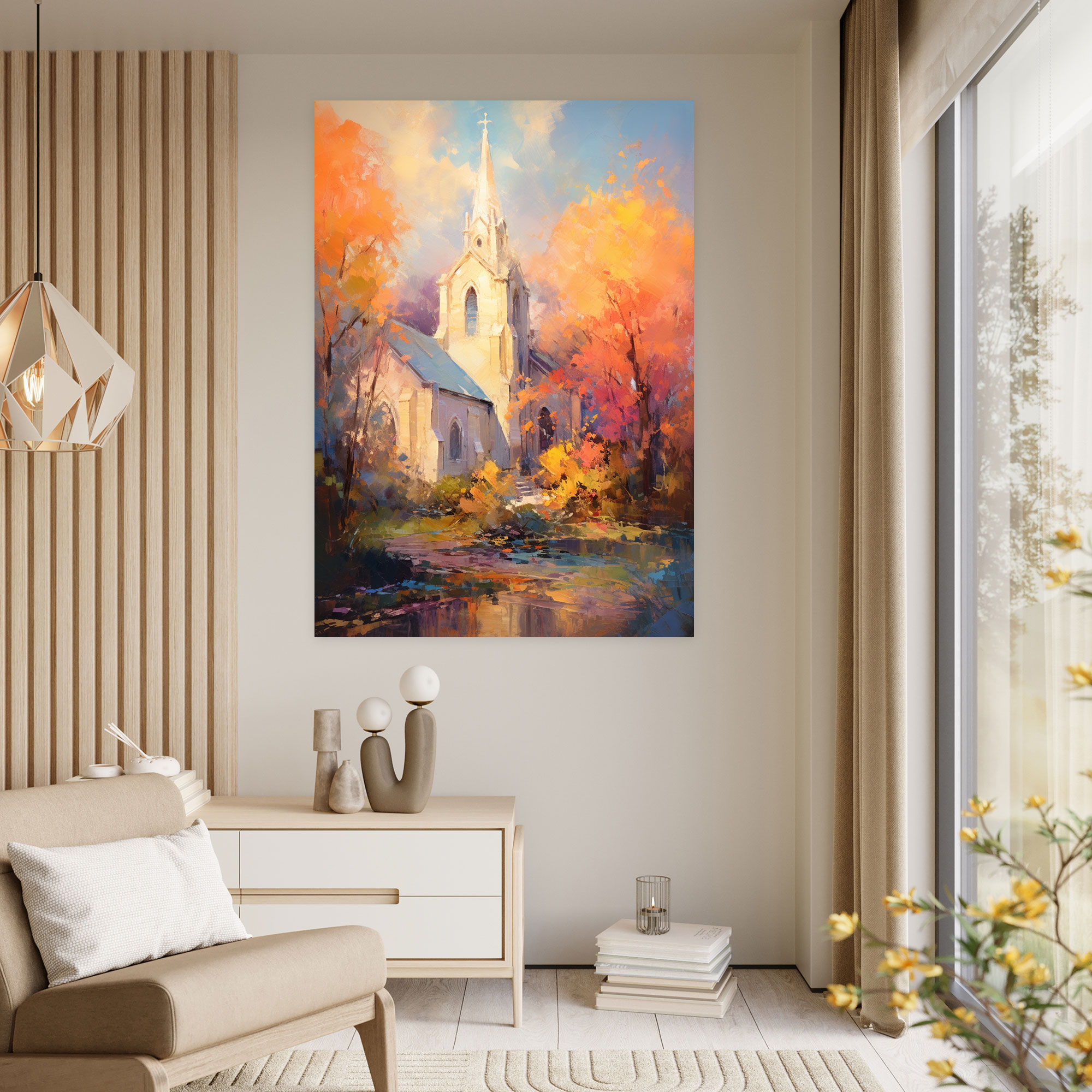 Church Canvas Print - Church, Church, Vibrant Colors, Impressionist Painting