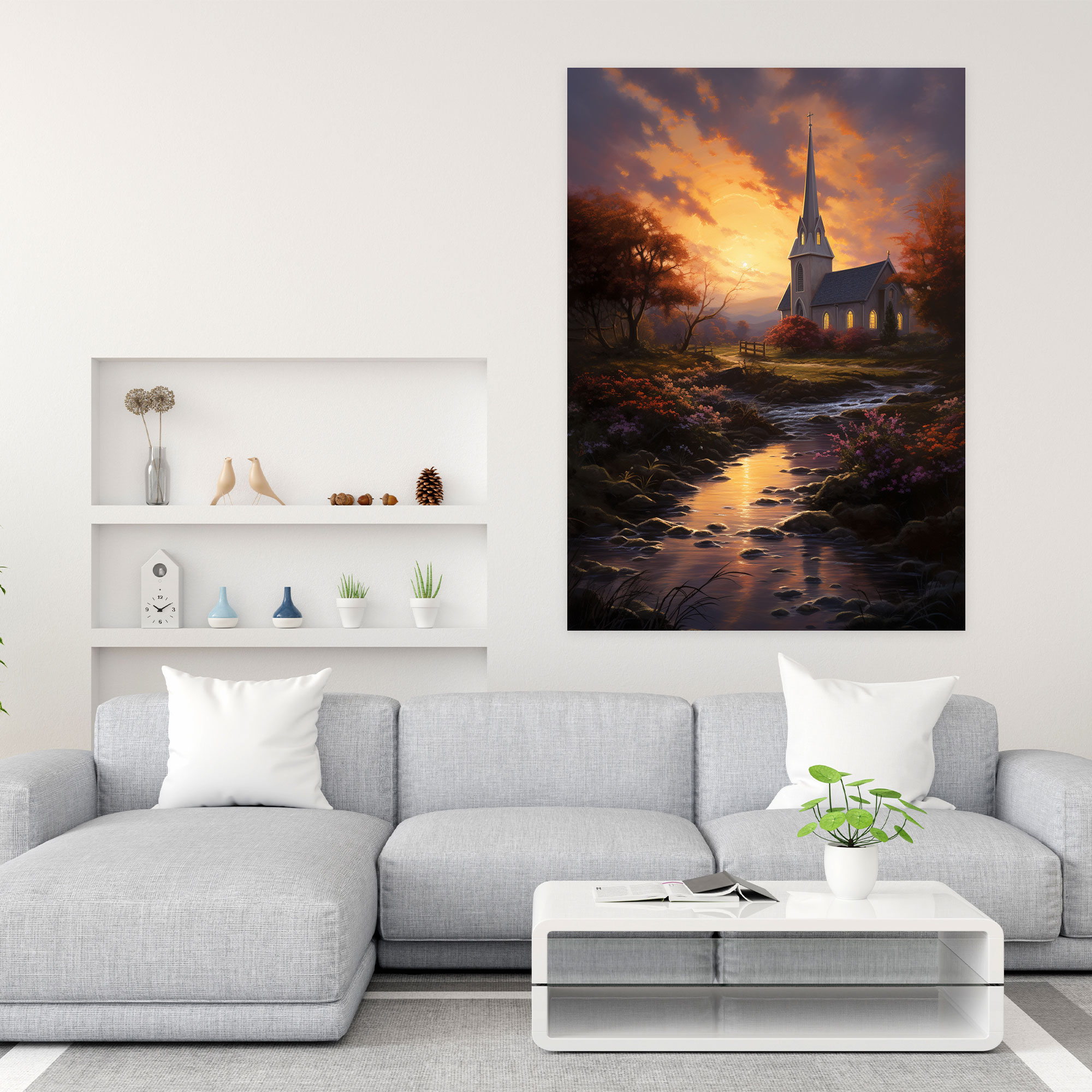 Church Sunset Canvas Print - Church, Sunset, Canvas, Home Decoration