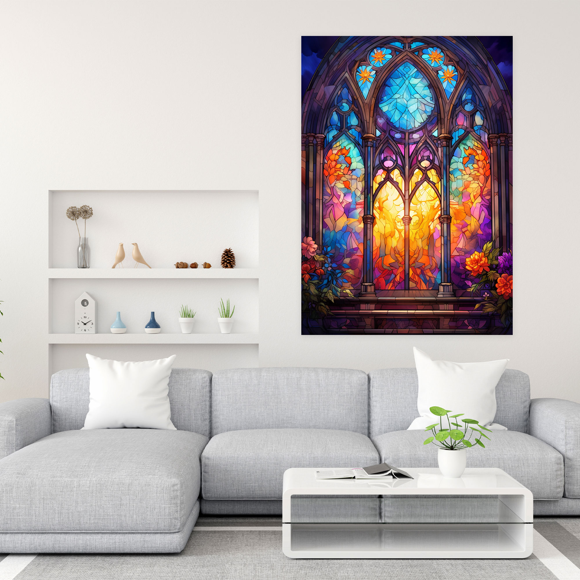 Colorful Stained Glass Window Canvas Print - Church, Canvas Print, Home Decoration, Canvas Wall Art
