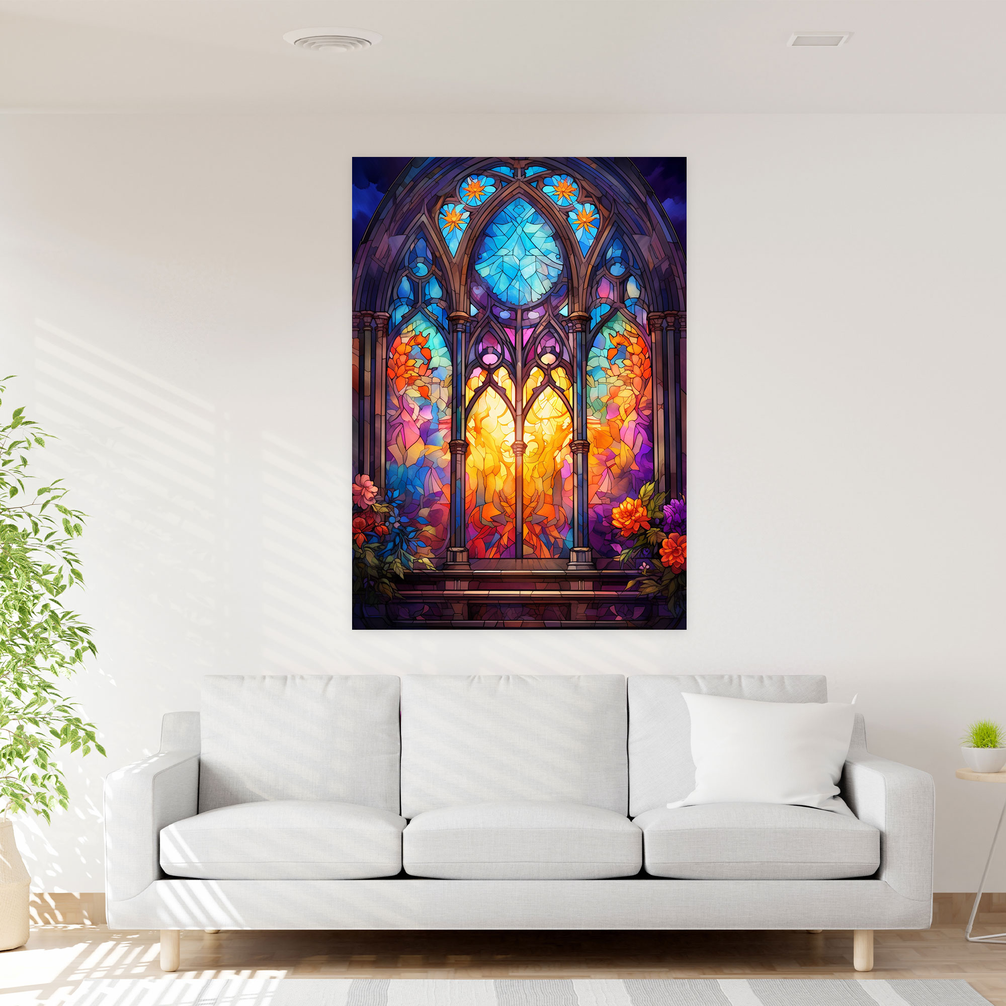 Colorful Stained Glass Window Canvas Print - Church, Canvas Print, Home Decoration, Canvas Wall Art